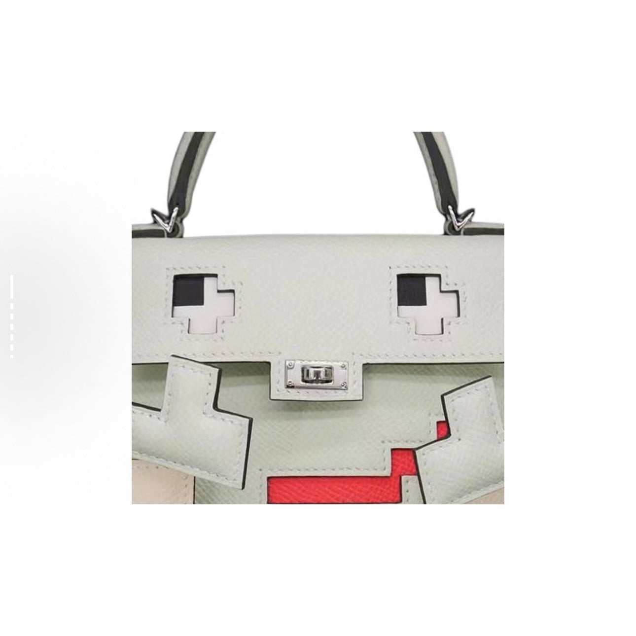 Jay Mosaic doll handmade bag-White and green