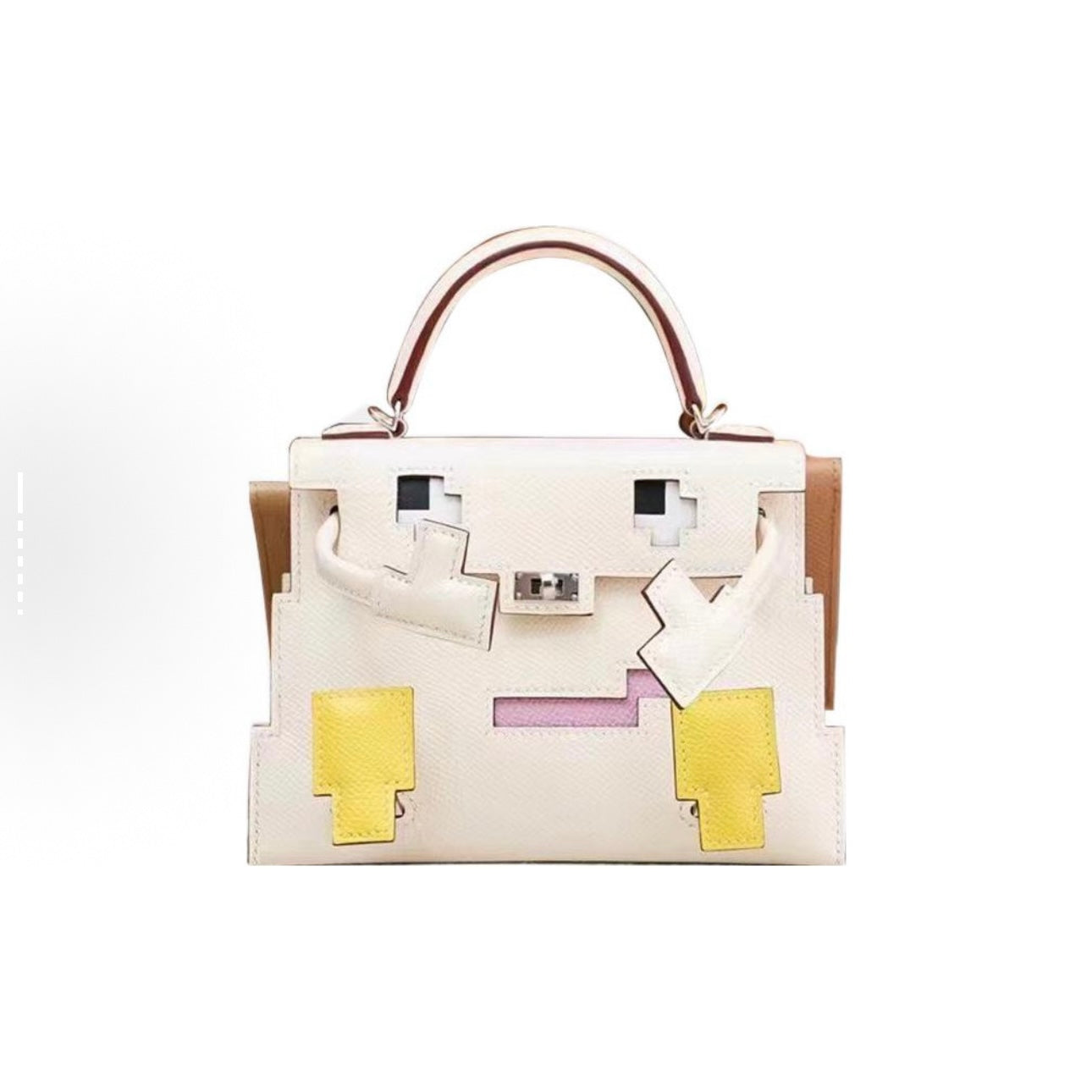 Jay Mosaic doll handmade bag-White-brown