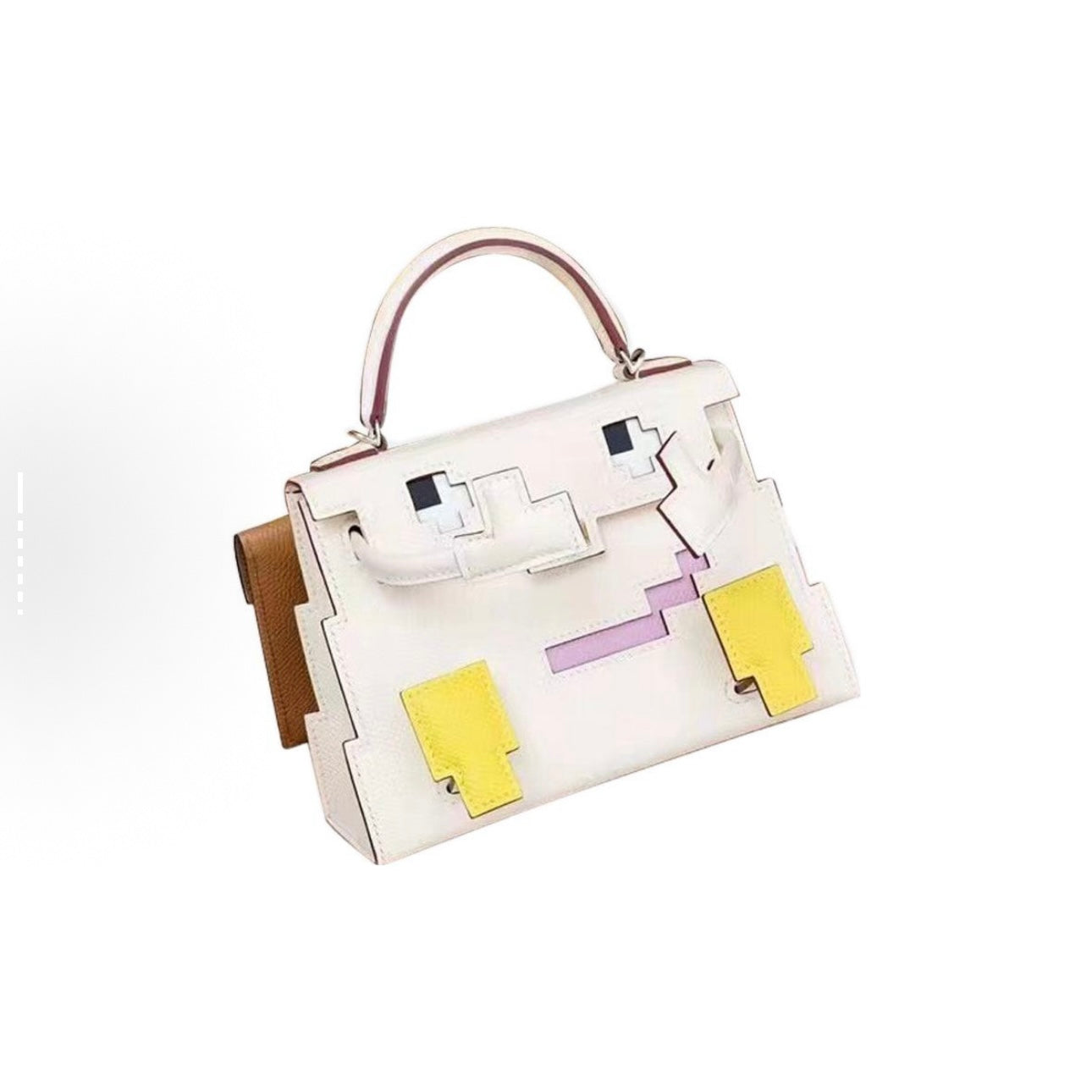 Jay Mosaic doll handmade bag-White-brown