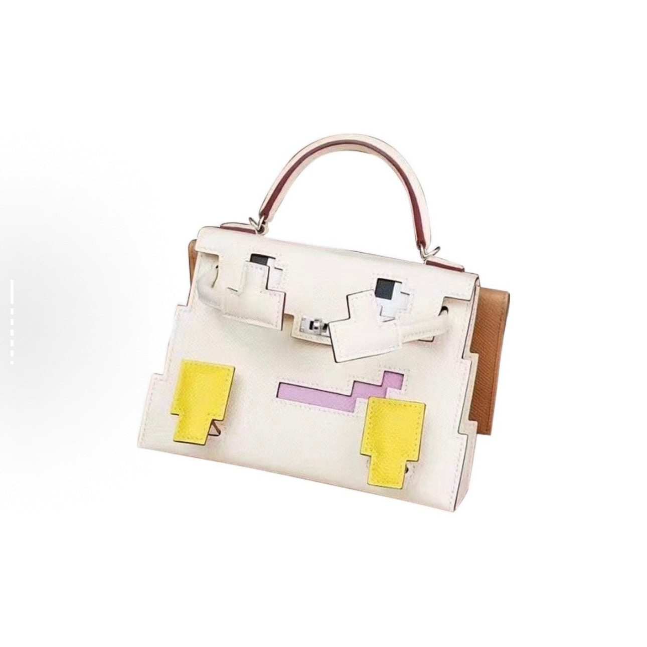 Jay Mosaic doll handmade bag-White-brown