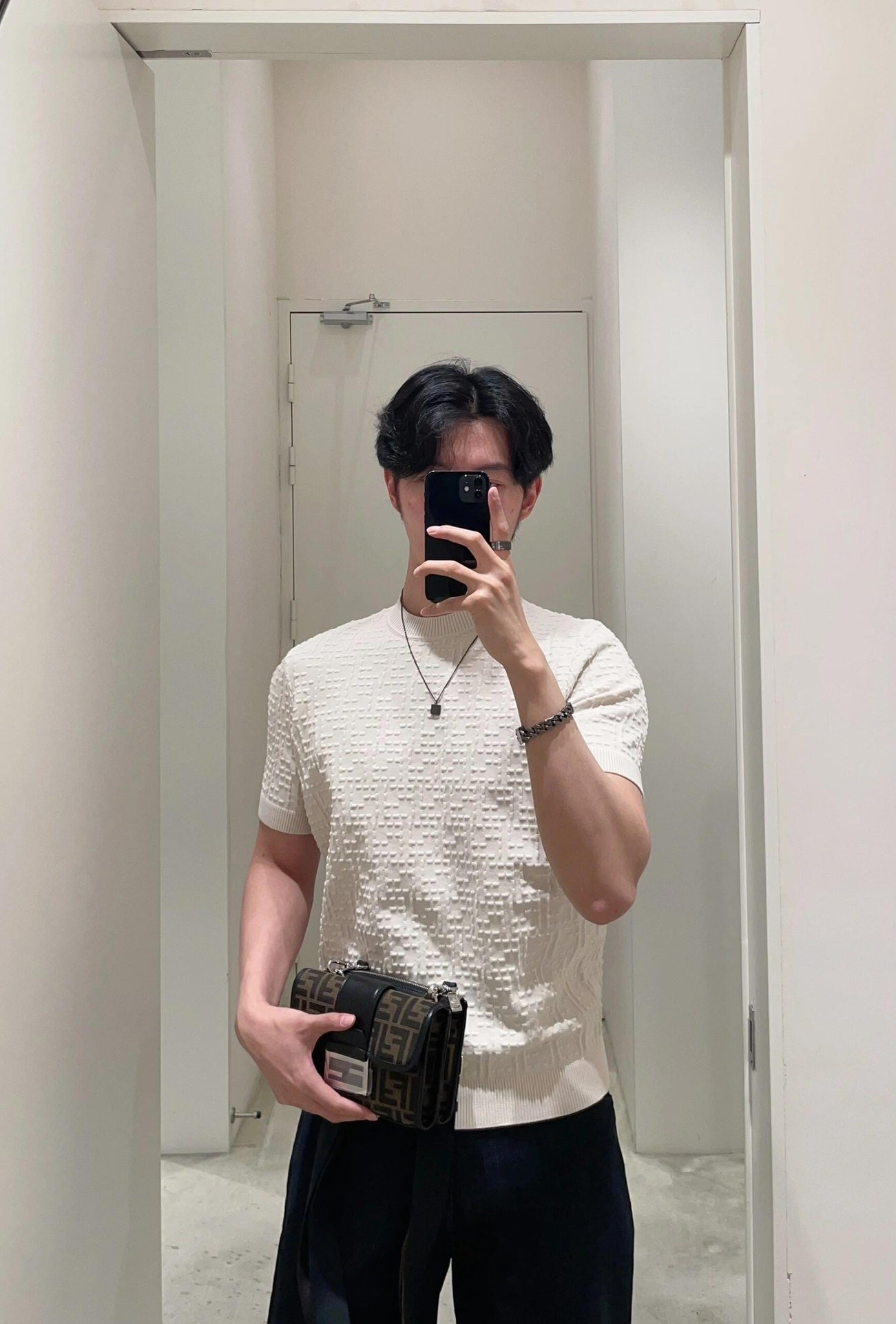 2026 New FF All-Over Print FF Knitted Short-Sleeved Top (25169-A70)