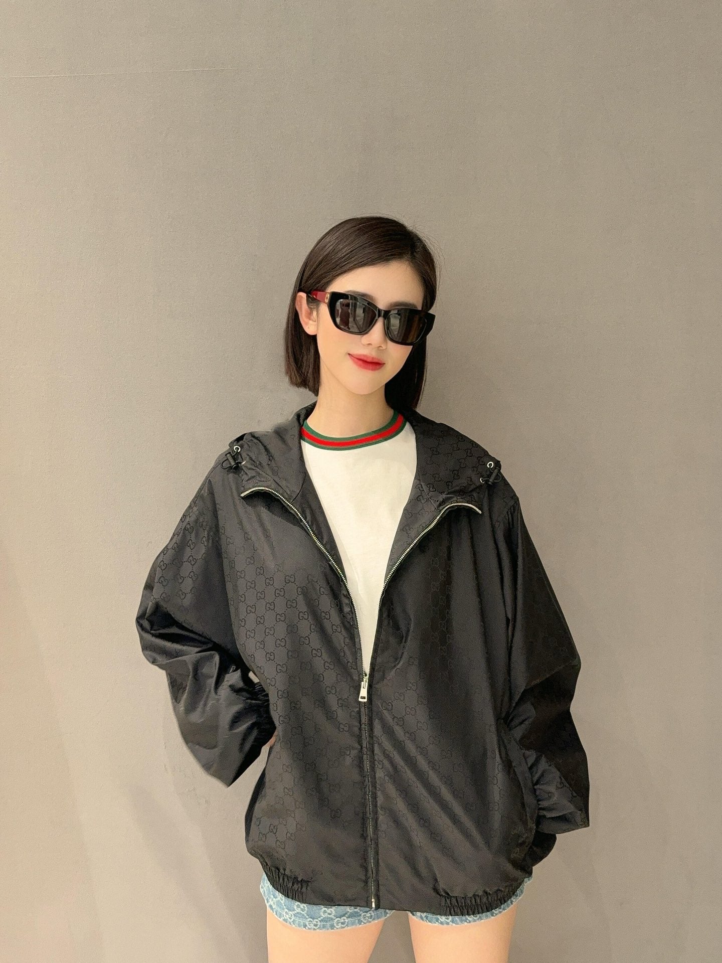 2026 New GU All-Over GG Print Zip Jacket (BB704-C05)