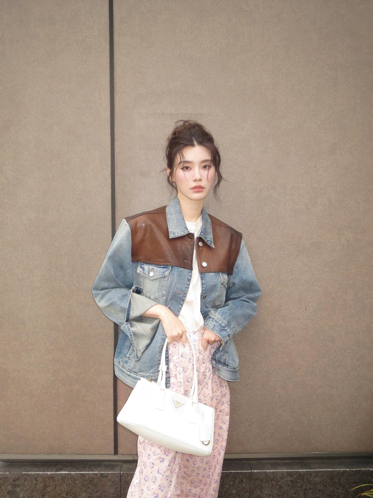 2026 New Model Triangle Brand Leather Denim Jacket (25278-C65)