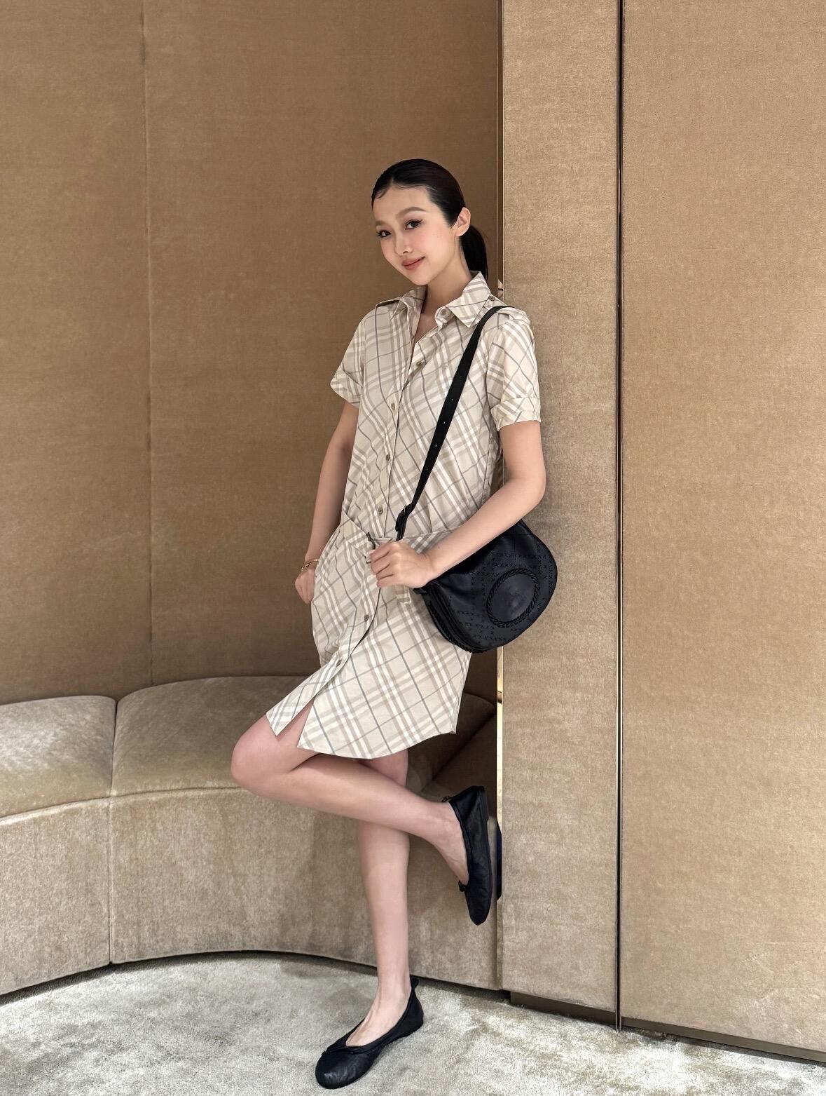 2026 Women's BBR Embroidered Checkered Shirt-style Dress (DD180)