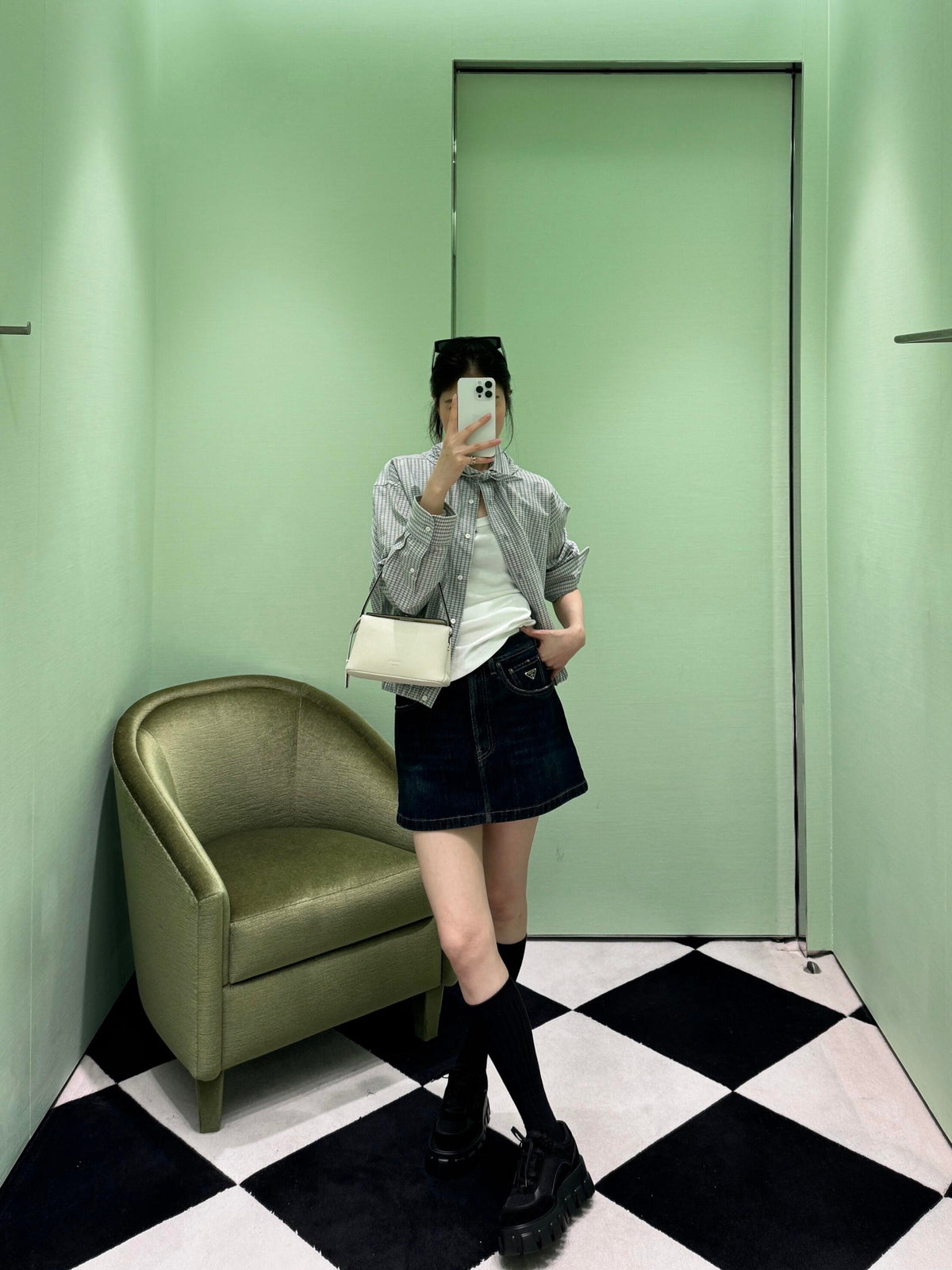 2026 Women's Triangle Brand Triangle Pattern Checkered Bowtie Shirt (FF847)