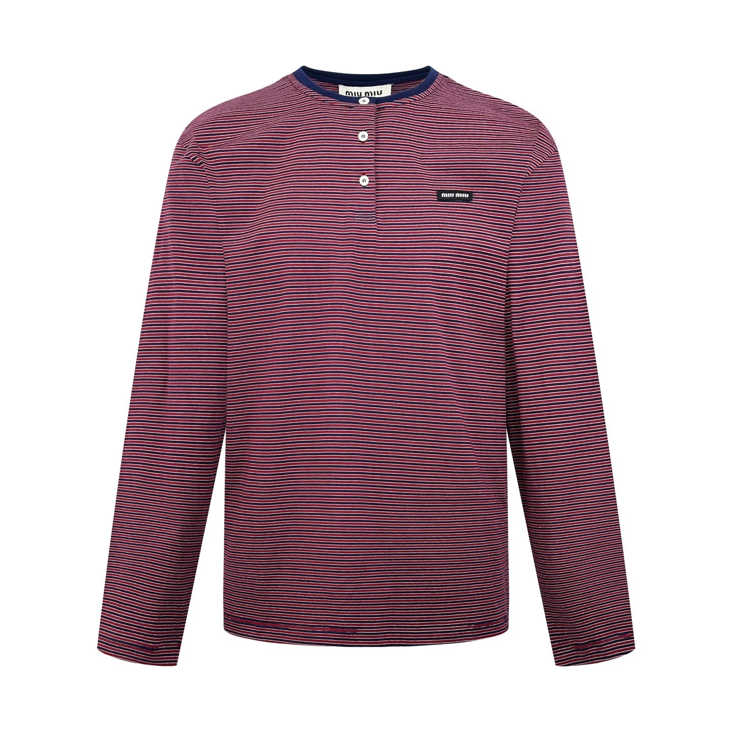 2026 New Model MM Logo Striped Henry Collar Long Sleeve (CC7017