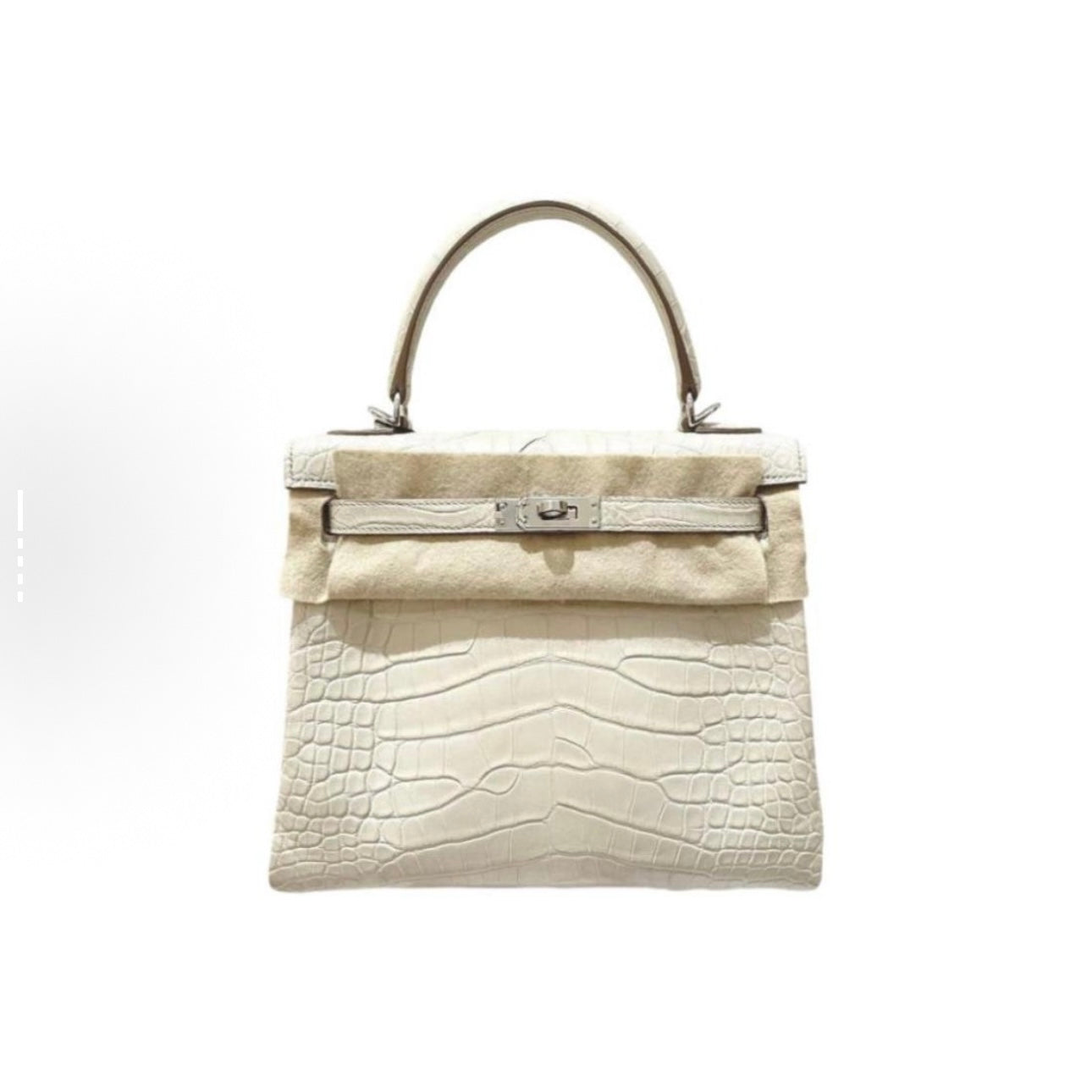 Jay K Series Handmade Bag-Glacier white crocodile skin