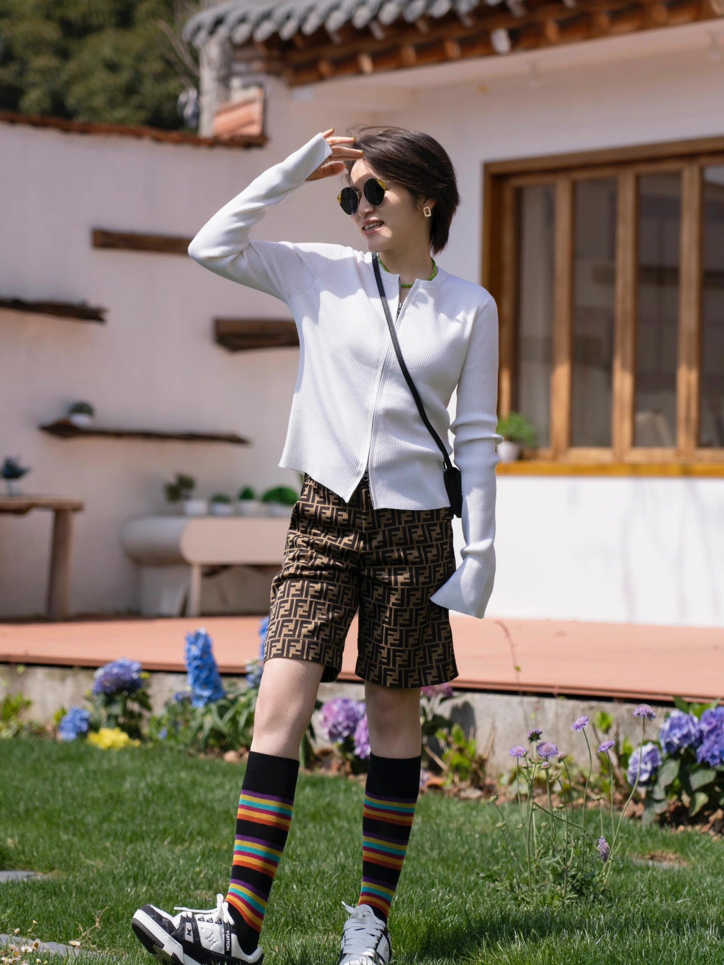 2026 New Arrival: FF All-Over Monogram Print Shorts (55012-A90)