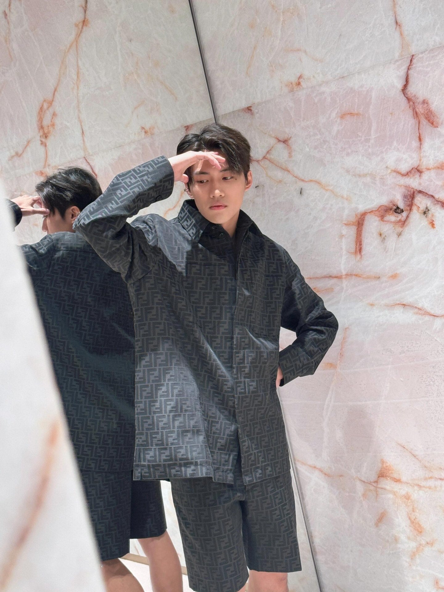 2026 New Arrival: FF All-Over Monogram Print Shorts (55012-A90)