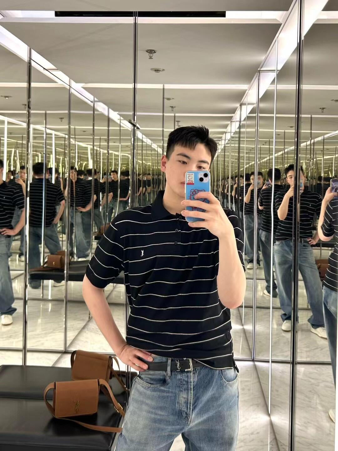 2026 New Saint L Embroidered Stripe Polo Shirt (MM025-A55)