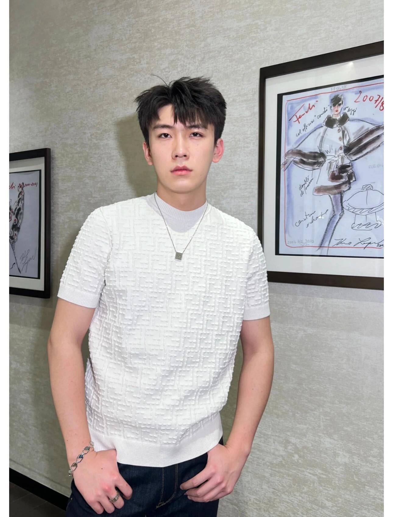 2026 New FF All-Over Print FF Knitted Short-Sleeved Top (25169-A70)