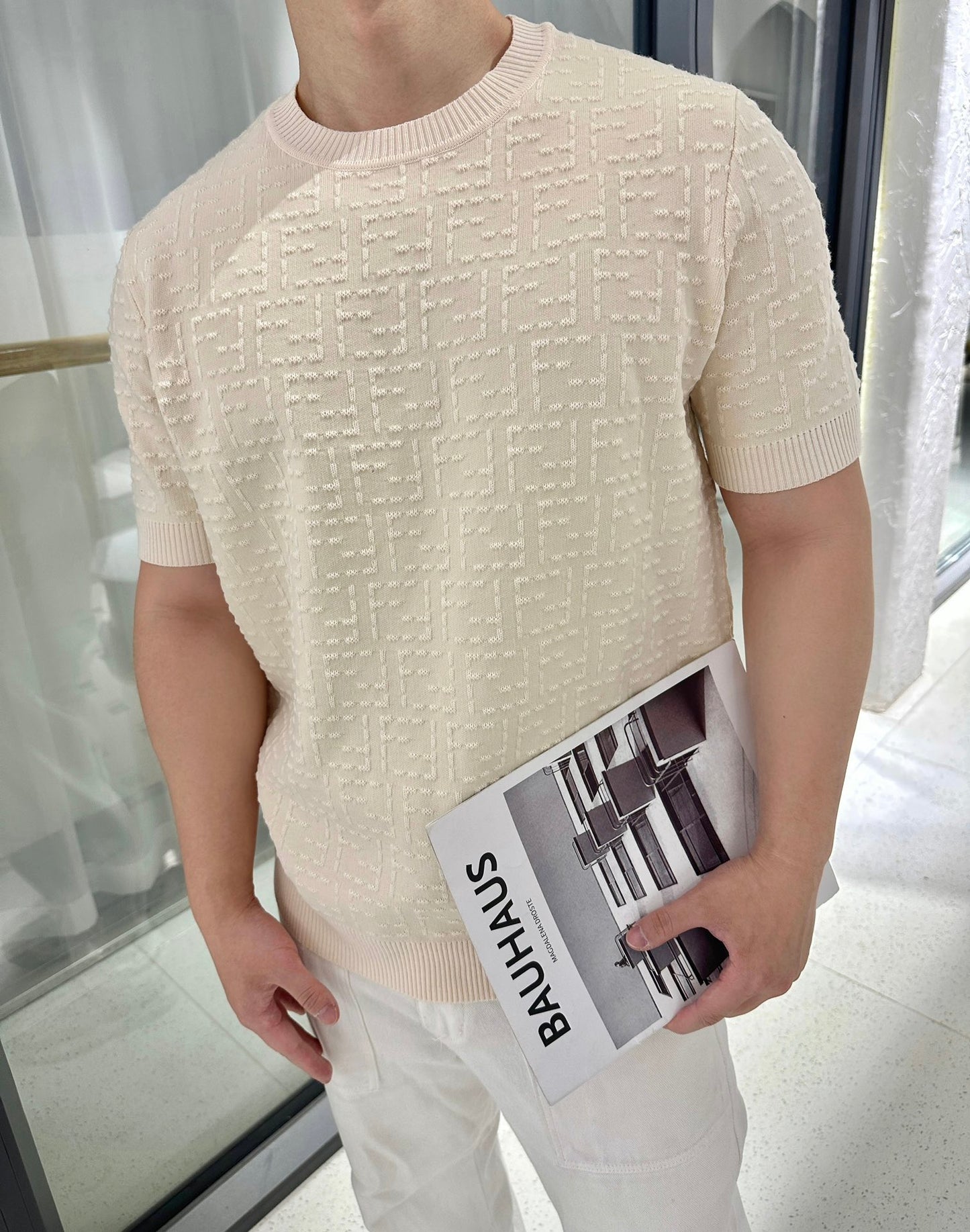 2026 New FF All-Over Print FF Knitted Short-Sleeved Top (25169-A70)