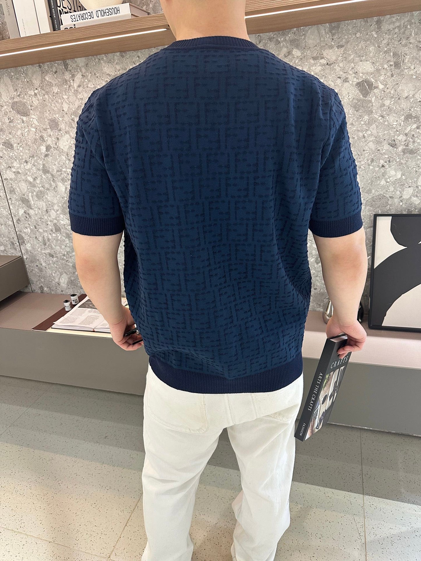 2026 New FF All-Over Print FF Knitted Short-Sleeved Top (25169-A70)