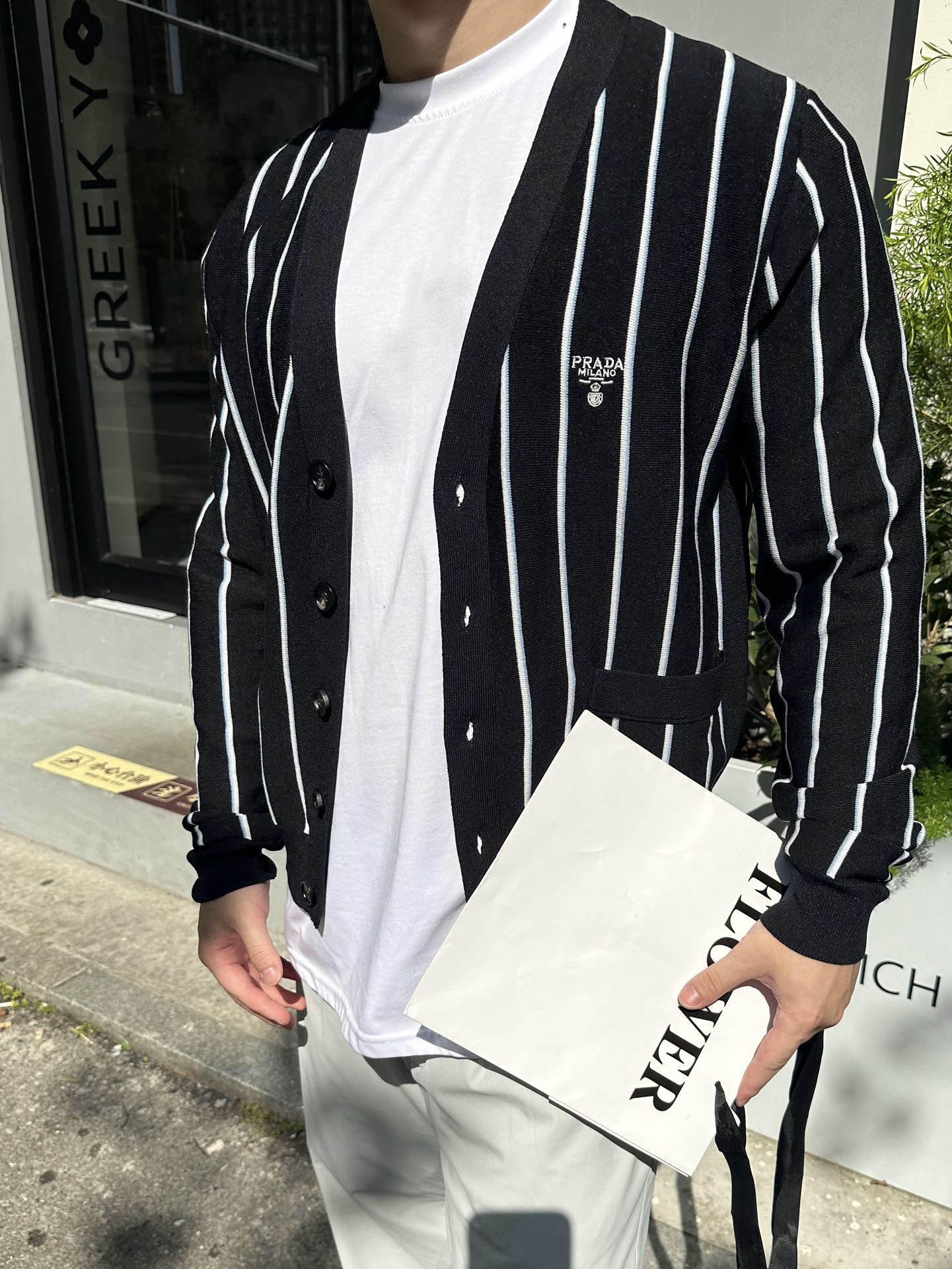 2026 New Triangle Brand Striped Embroidered Cardigan (25306-B90)