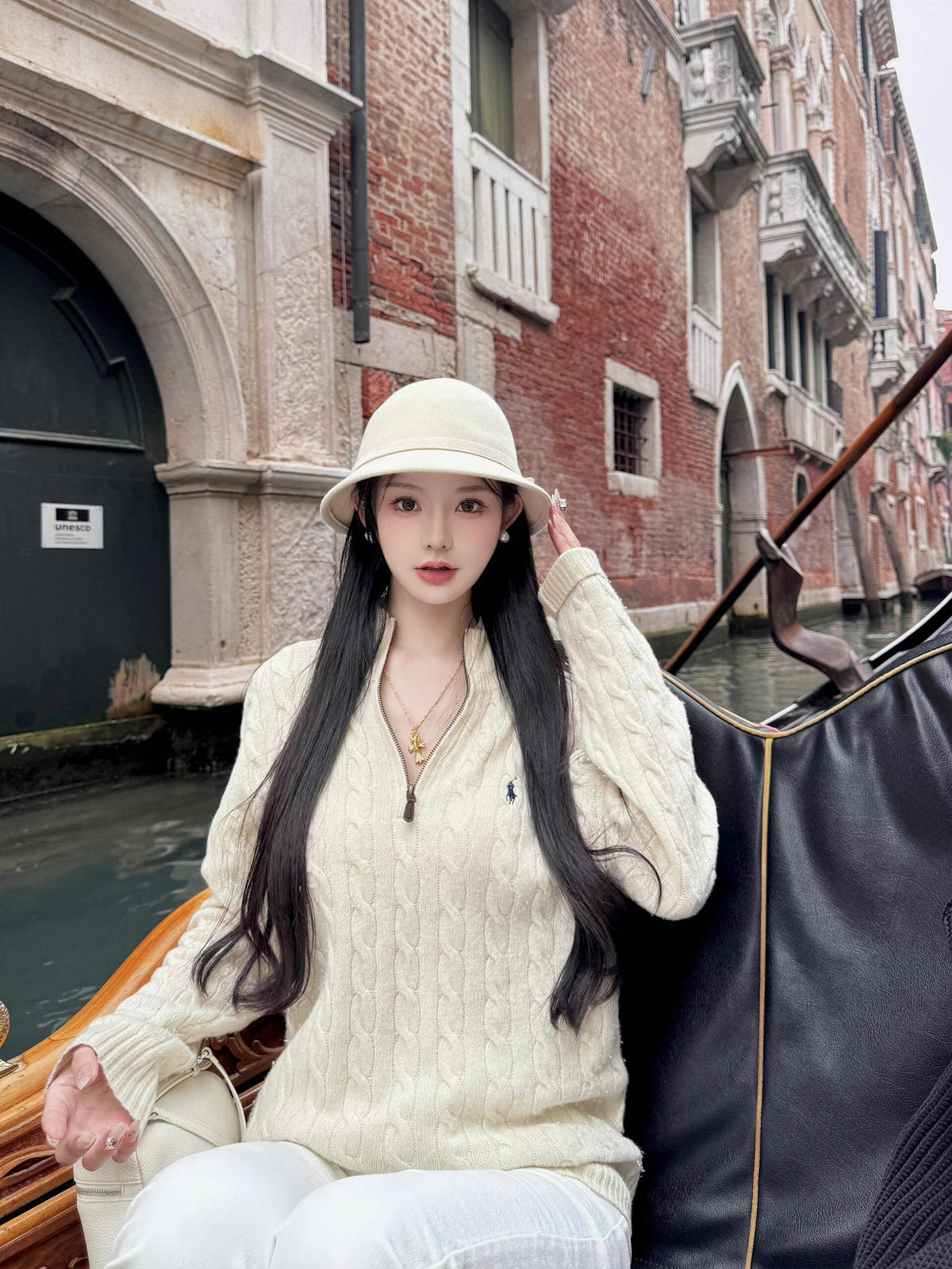 2026 New RL Decorative Knot Zip Knit Sweater (25274-B30)