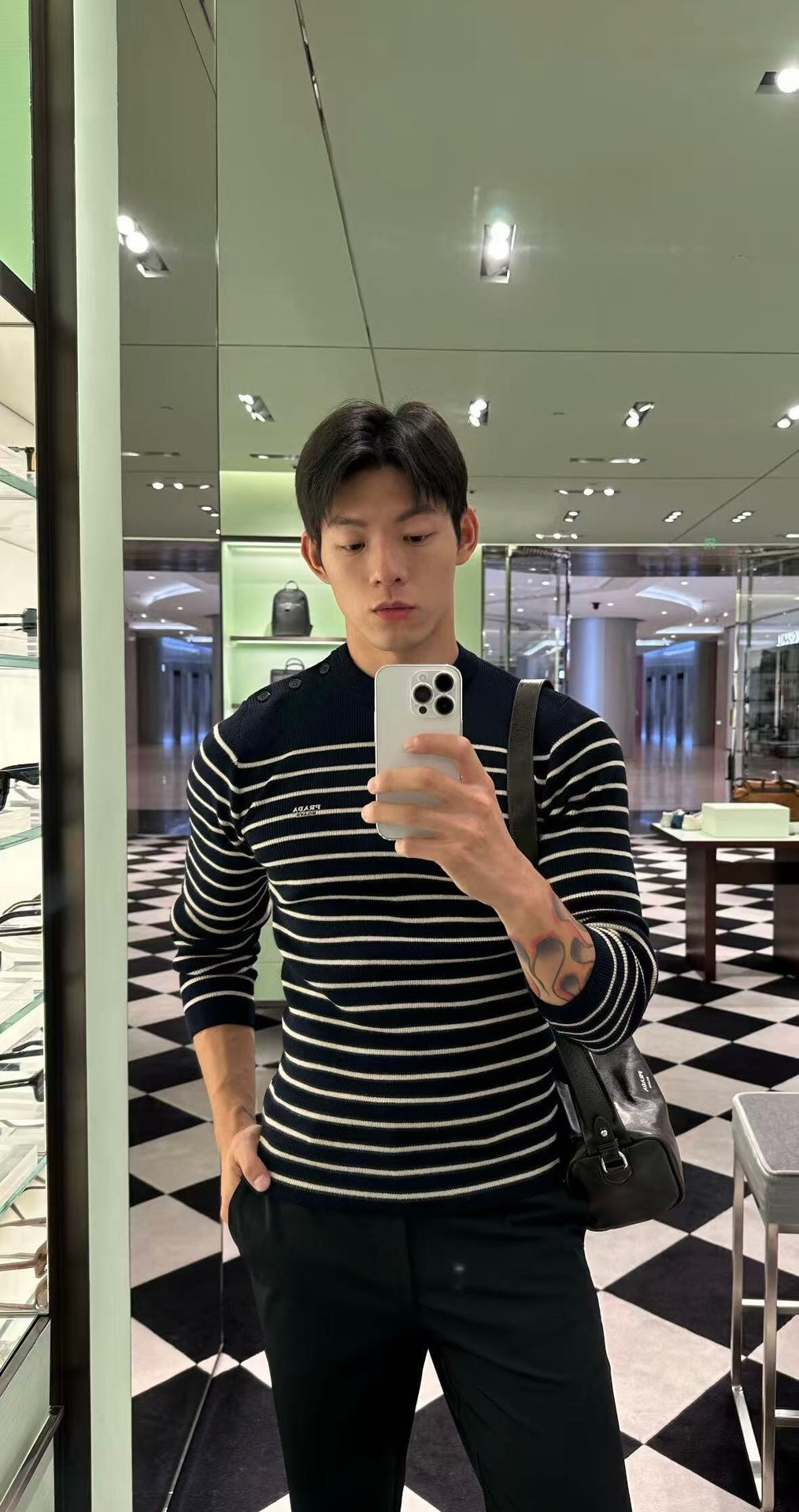 2026 New Triangle Brand Striped Embroidered Button-Side-Opening Jumper (25342-B35)