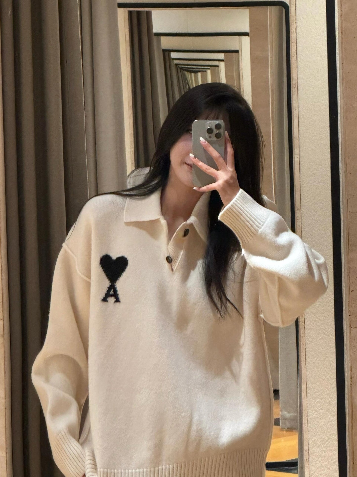 2026 New Model Heart A Heart Patterned Knitted Polo Shirt (25366-B25)