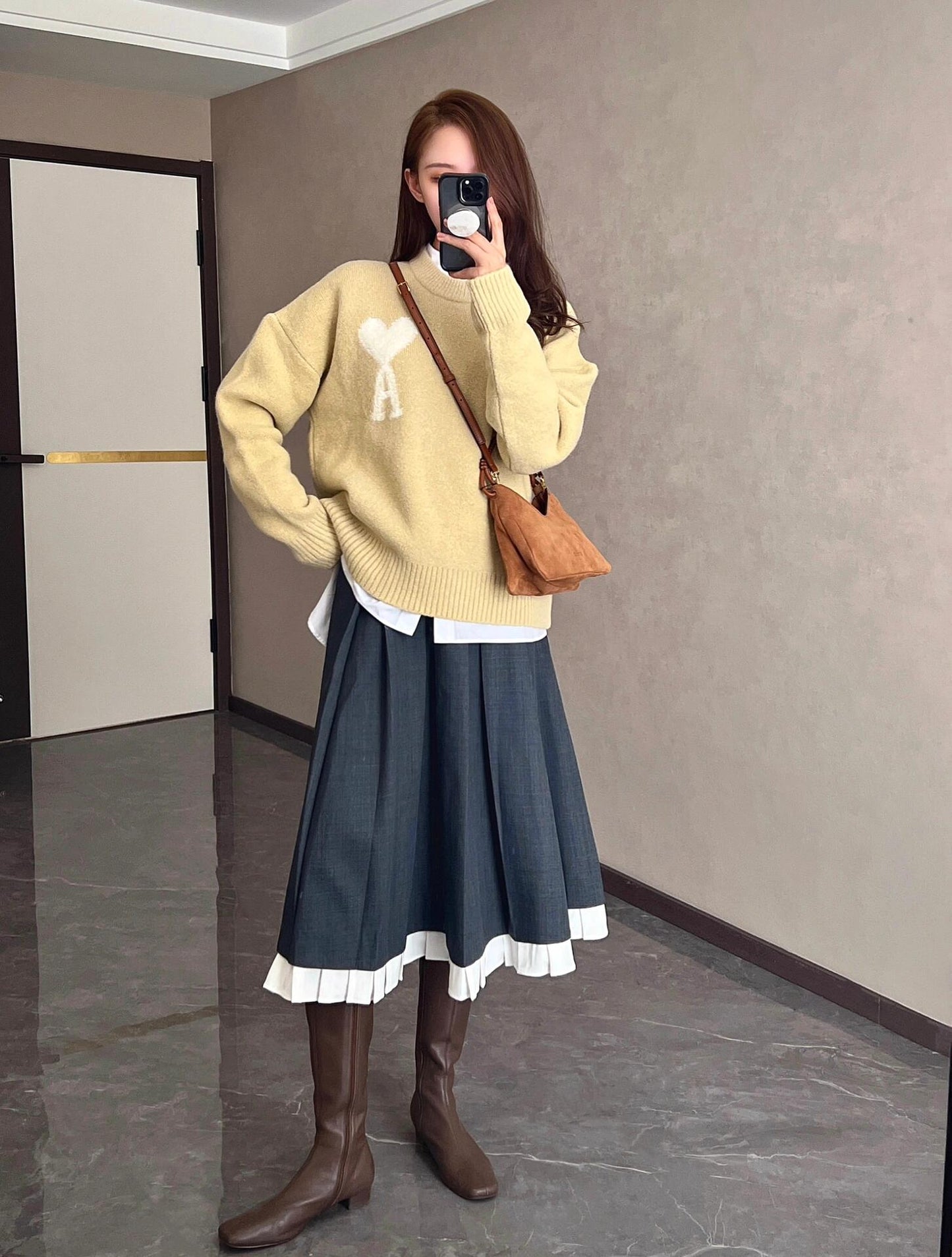 2026 New Heart A Jacquard Rundhals-Strickpullover (25374-B30)