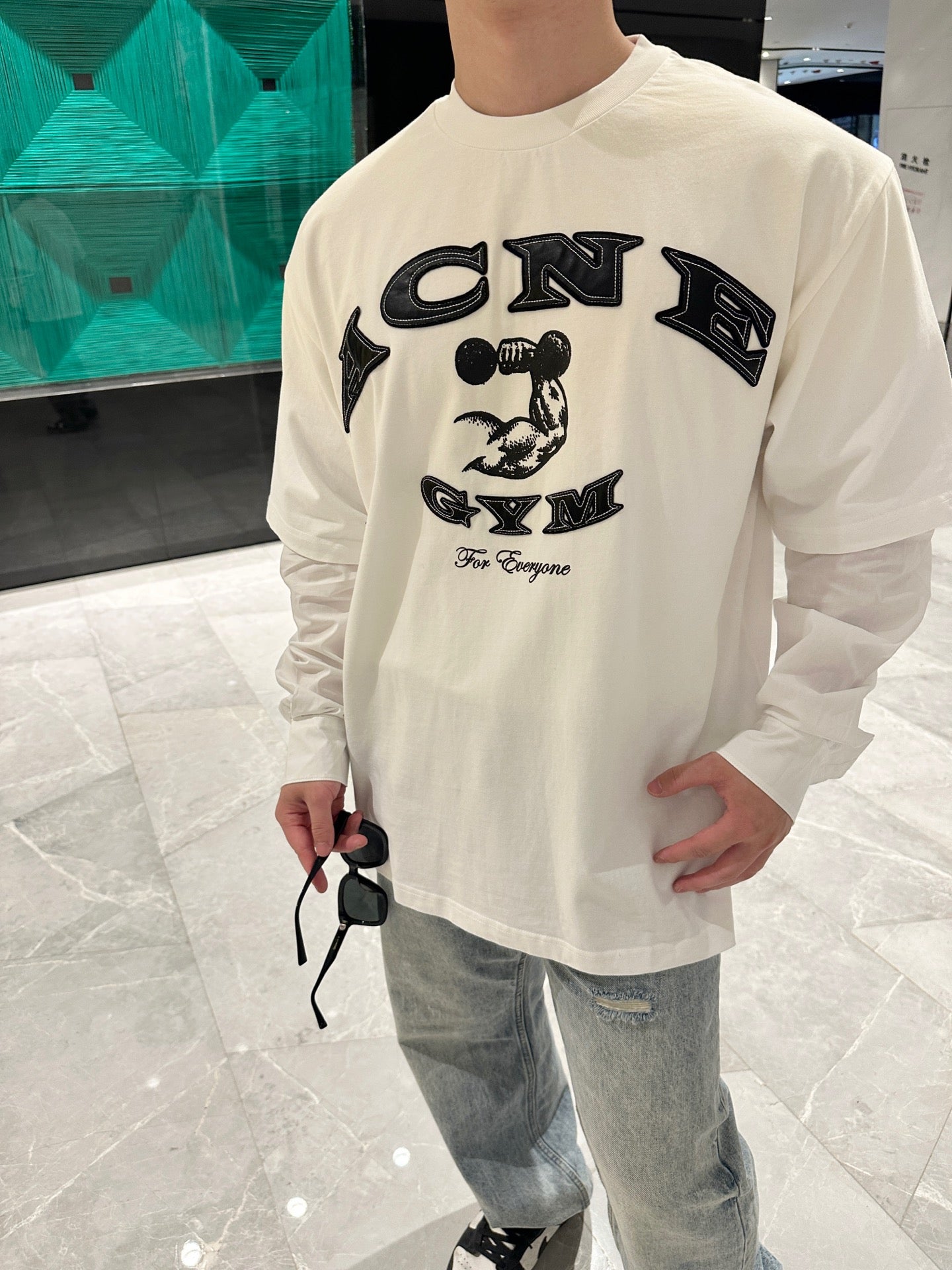 2026 New Acn Distressed Logo Faux Two-Piece Long Sleeve (25286-A90)