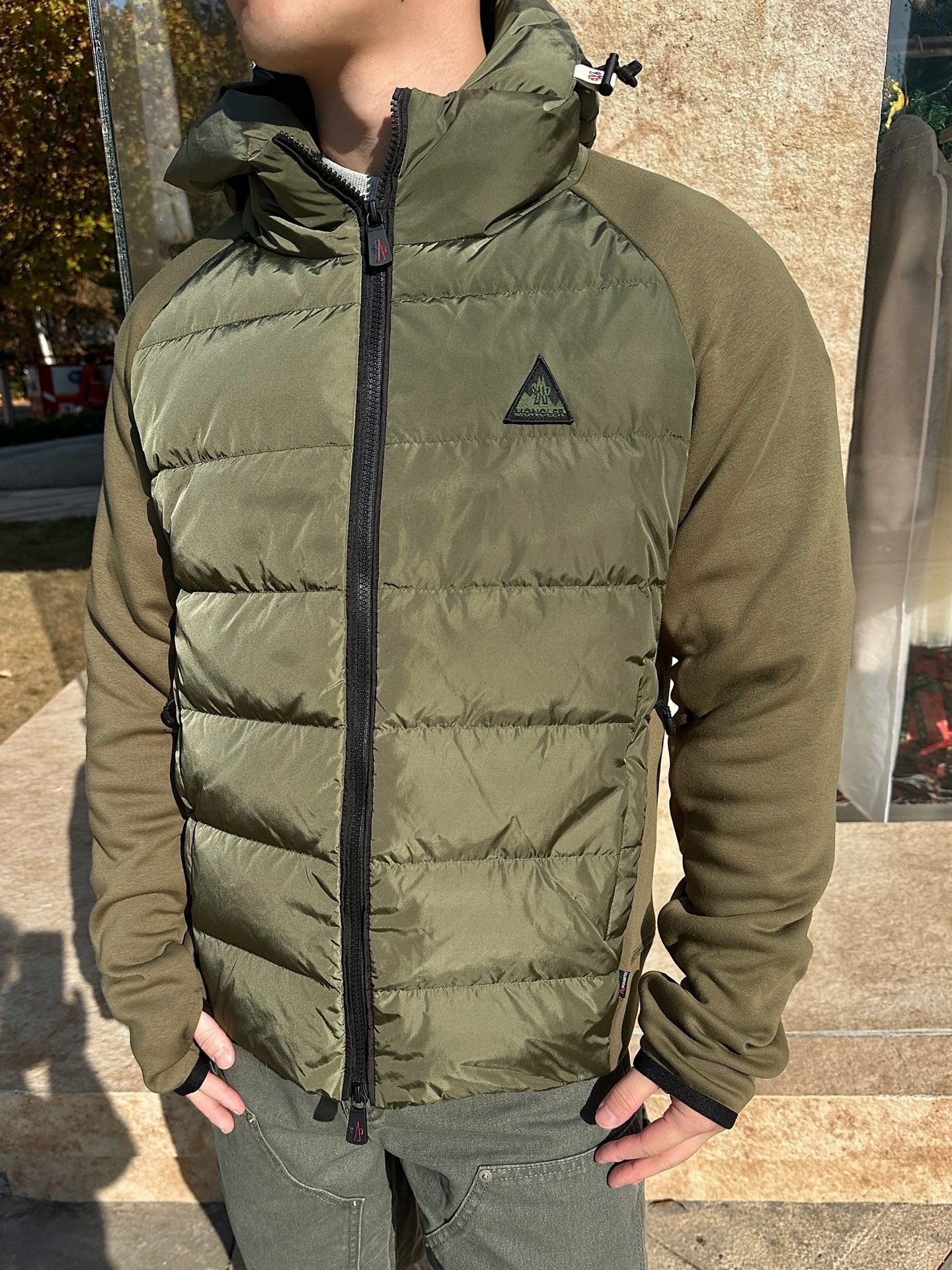 2026 New Mon Logo Woven Patchwork Down Jacket (25378-D10)