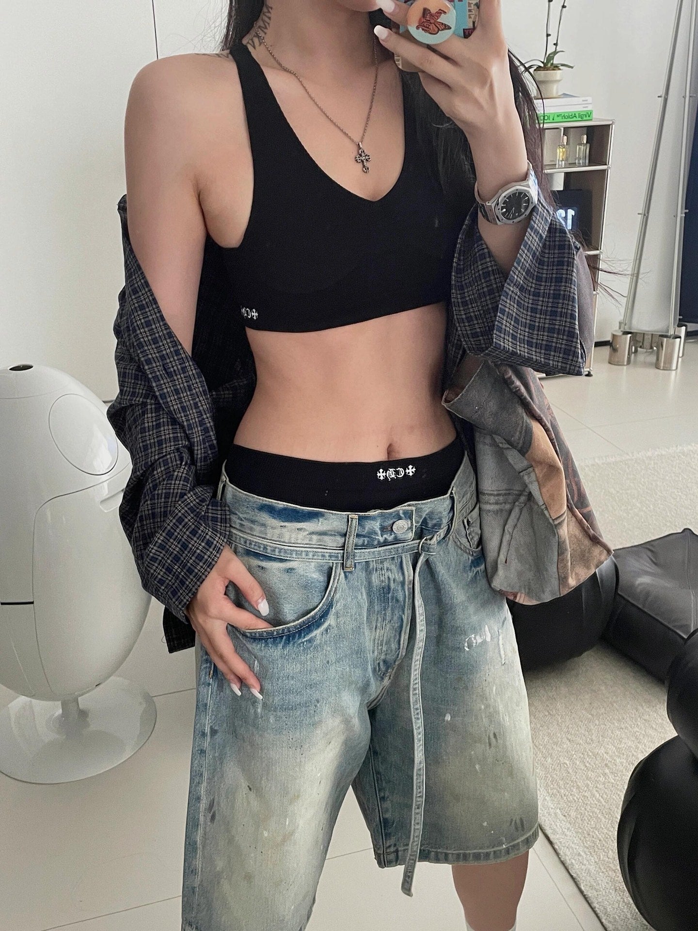 2026 New Acn Ink-Washed Denim Shorts (CC956-B00)