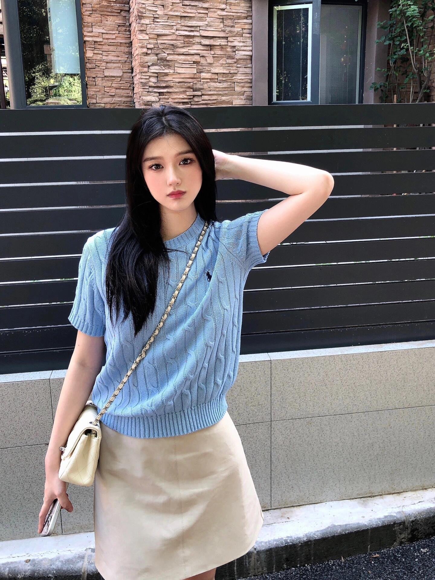 2026 Women’s RL Twisted-Knit Short-Sleeved Jumper (FF720)