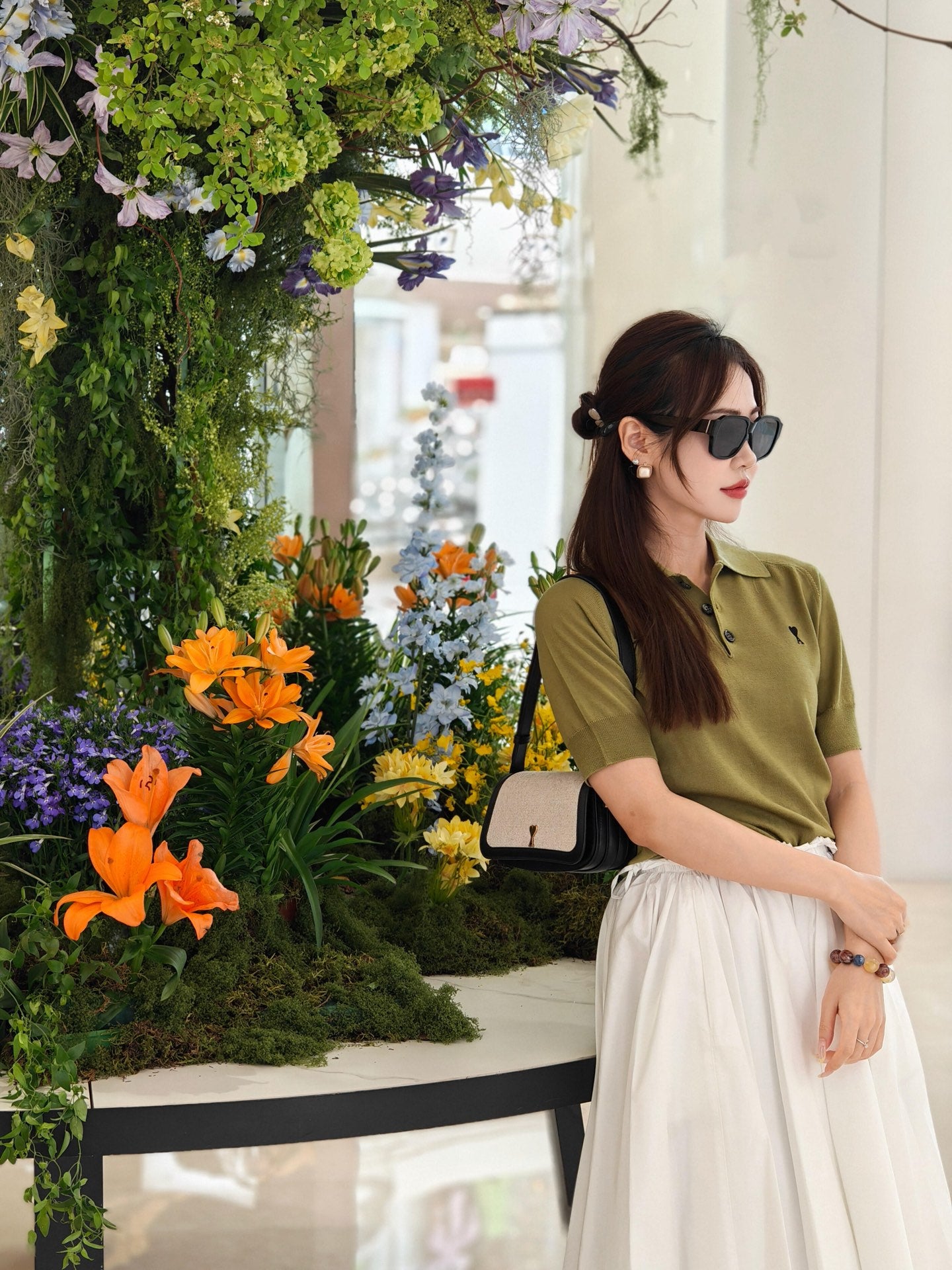 2026 Women’s Heart A Embroidered Polo Neck Knit Top (DD112)