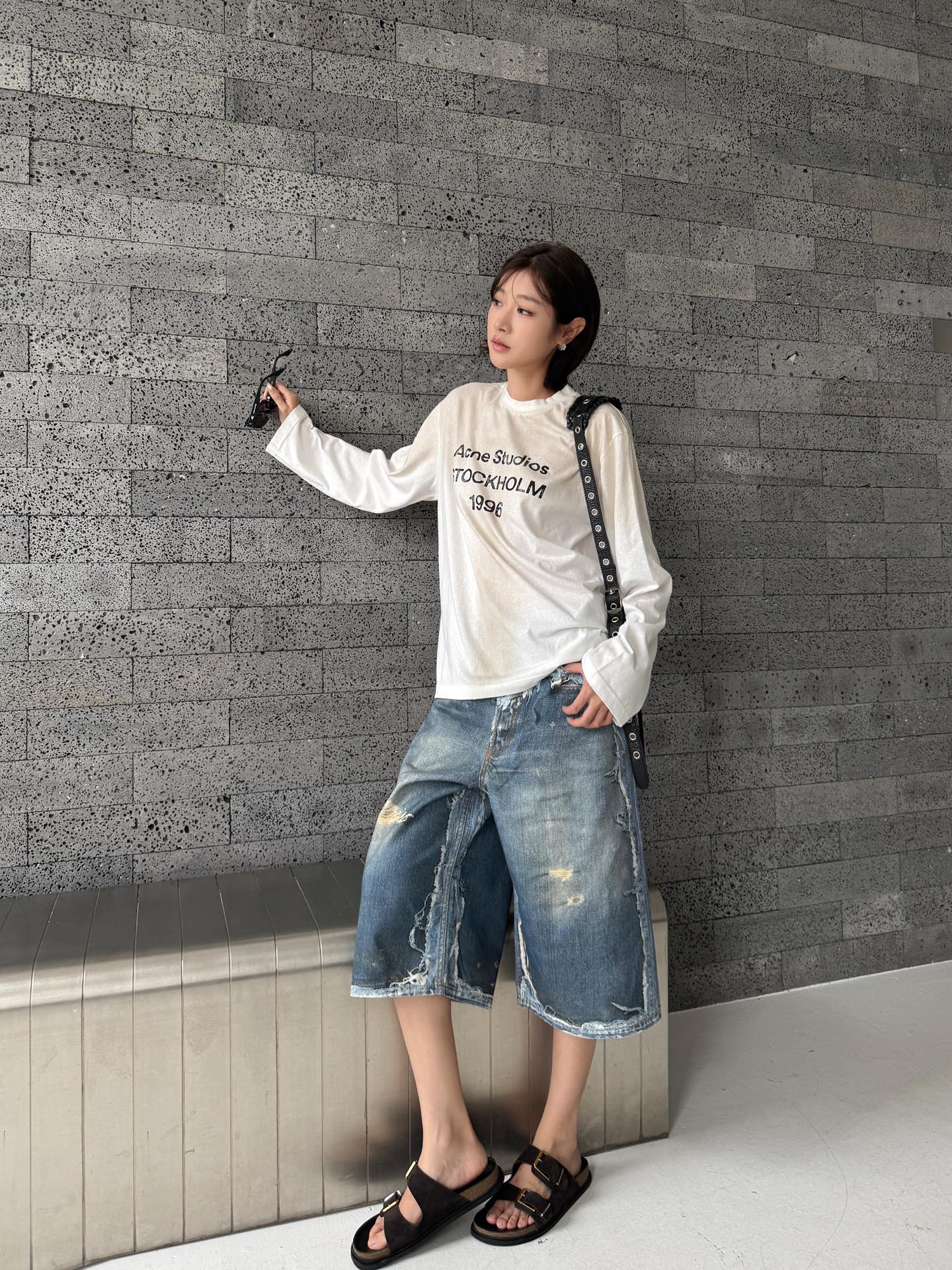 2026 Women’s Acn Optical Illusion Print Dyed Denim Shorts (FF721)
