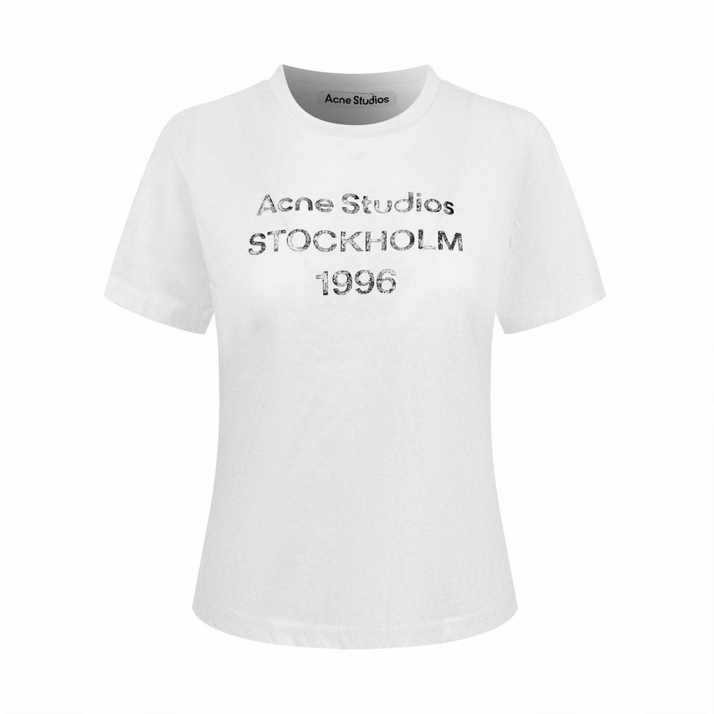 2026 Women’s Acn Short-Sleeved T-Shirt with Screen-Printed Distressed Logo (FF731)