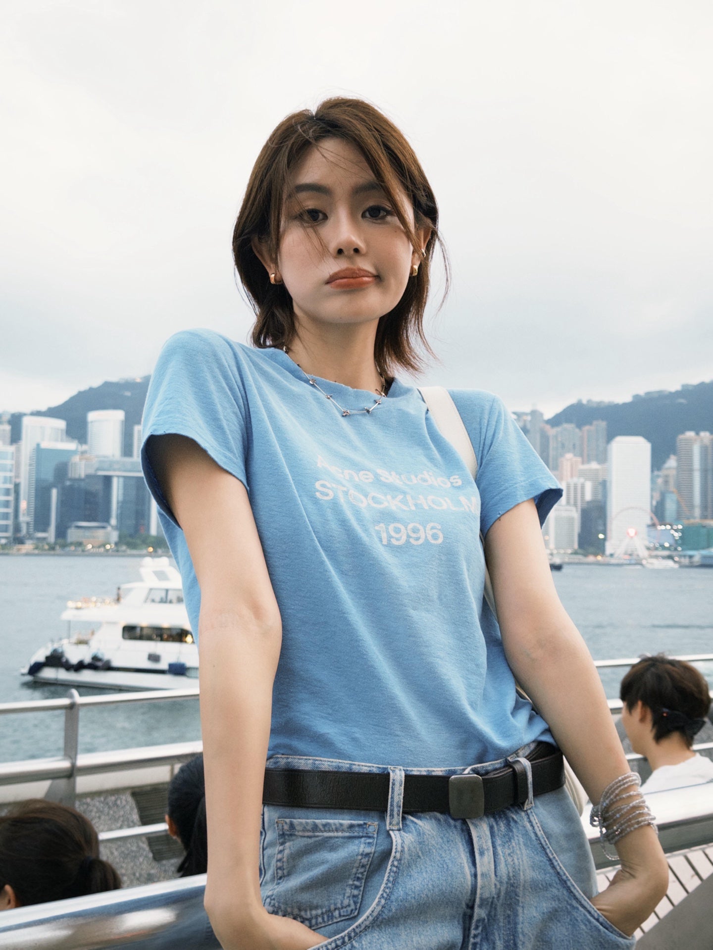 2026 Women’s Acn Short-Sleeved T-Shirt with Screen-Printed Distressed Logo (FF731)
