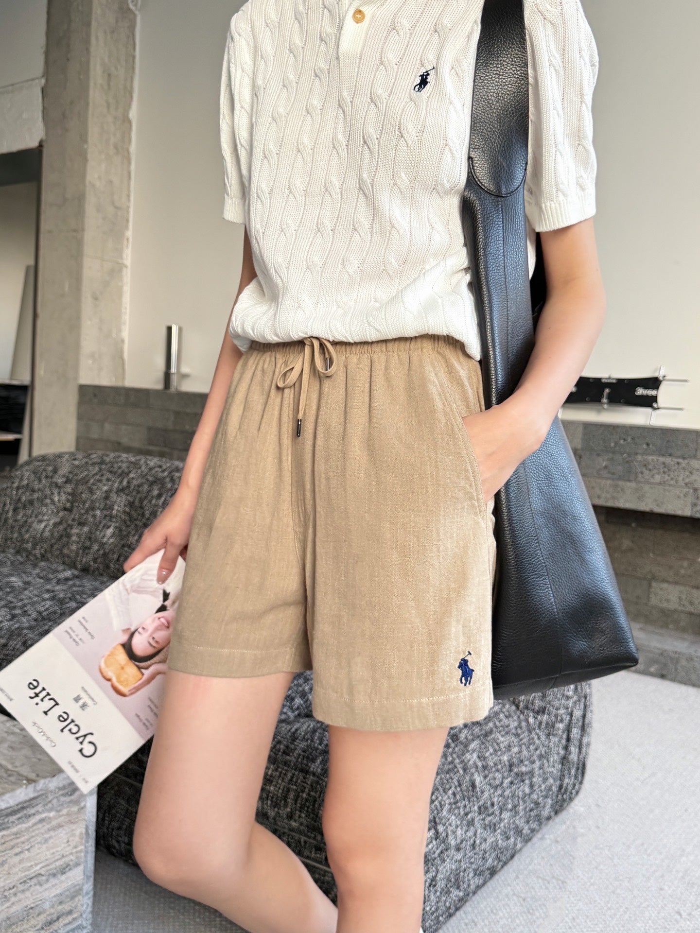 2026 Women’s RL Embroidered Linen Shorts (FF749)