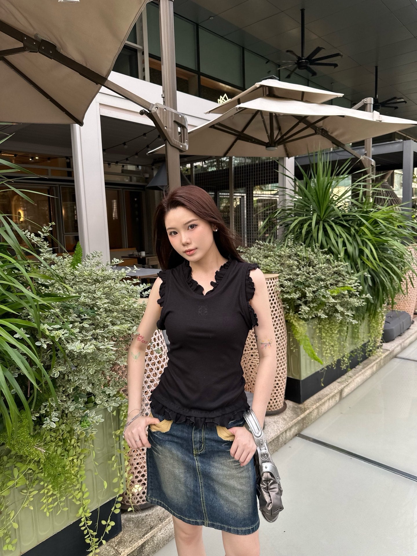 2026 Women’s Way Embroidered Ruffle Tank Top (DD129)