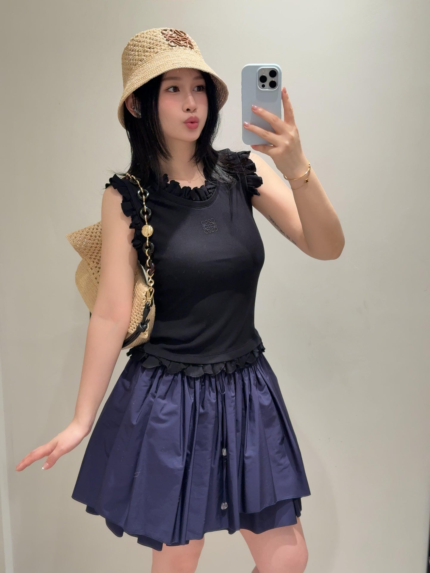 2026 Women’s Way Embroidered Ruffle Tank Top (DD129)