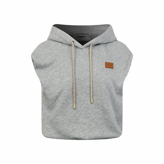 2026 Women's FF Leather Sleeveless Hooded Sweatshirt (EE431)