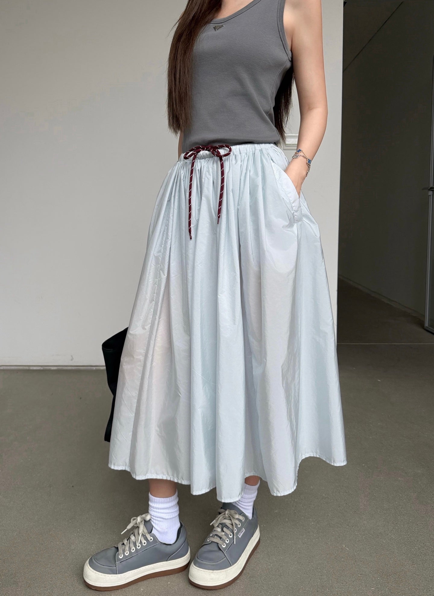 2026 Women's Triangle Brand Triangle Pattern Pleated Long Dress (FF770)