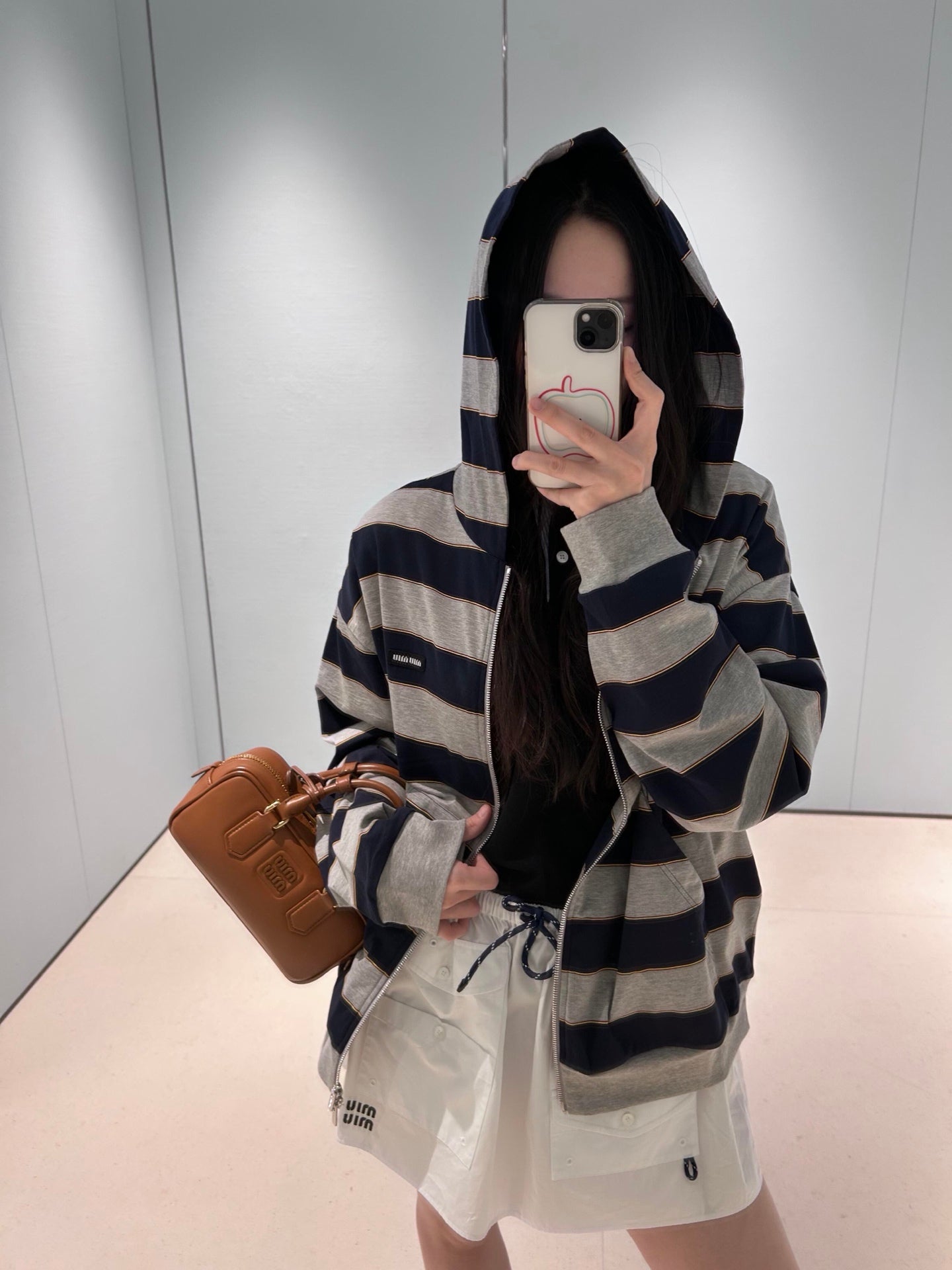 2026 Women's MM Logo Striped Hooded Coat (DD155)