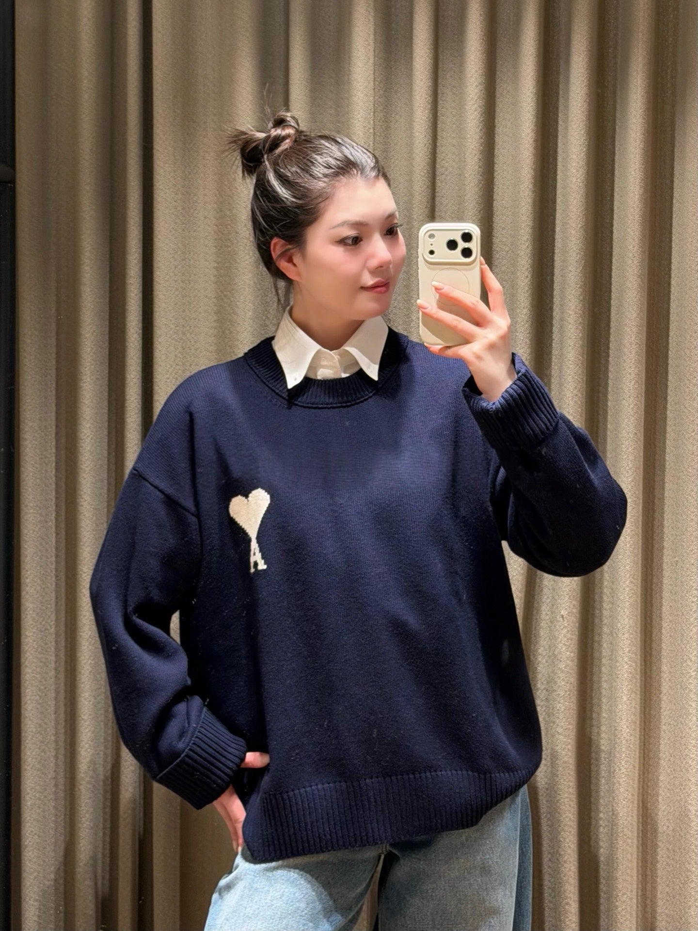 2026 New Heart A Jacquard Rundhals-Strickpullover (25374-B30)