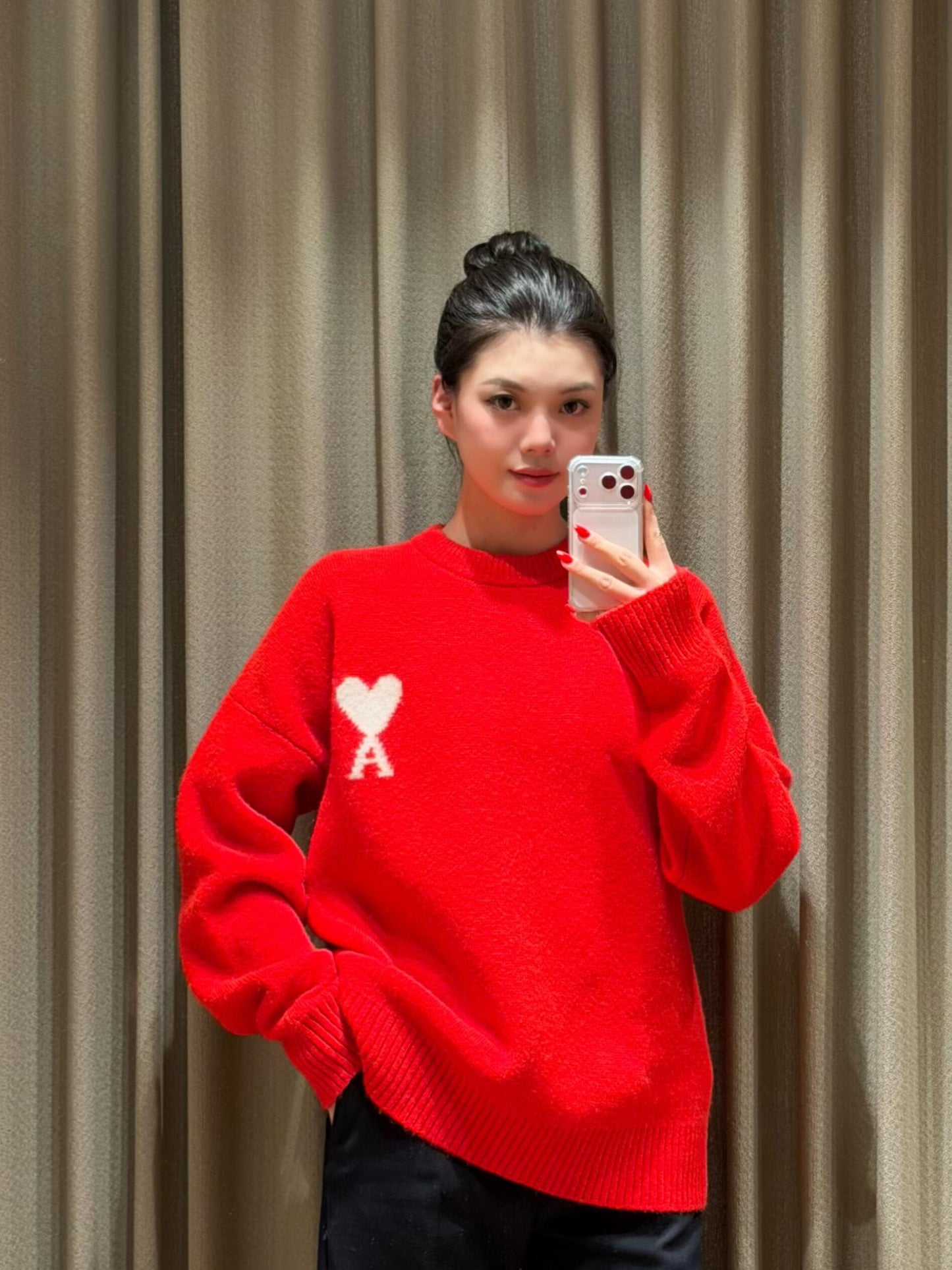 2026 New Heart A Jacquard Rundhals-Strickpullover (25374-B30)