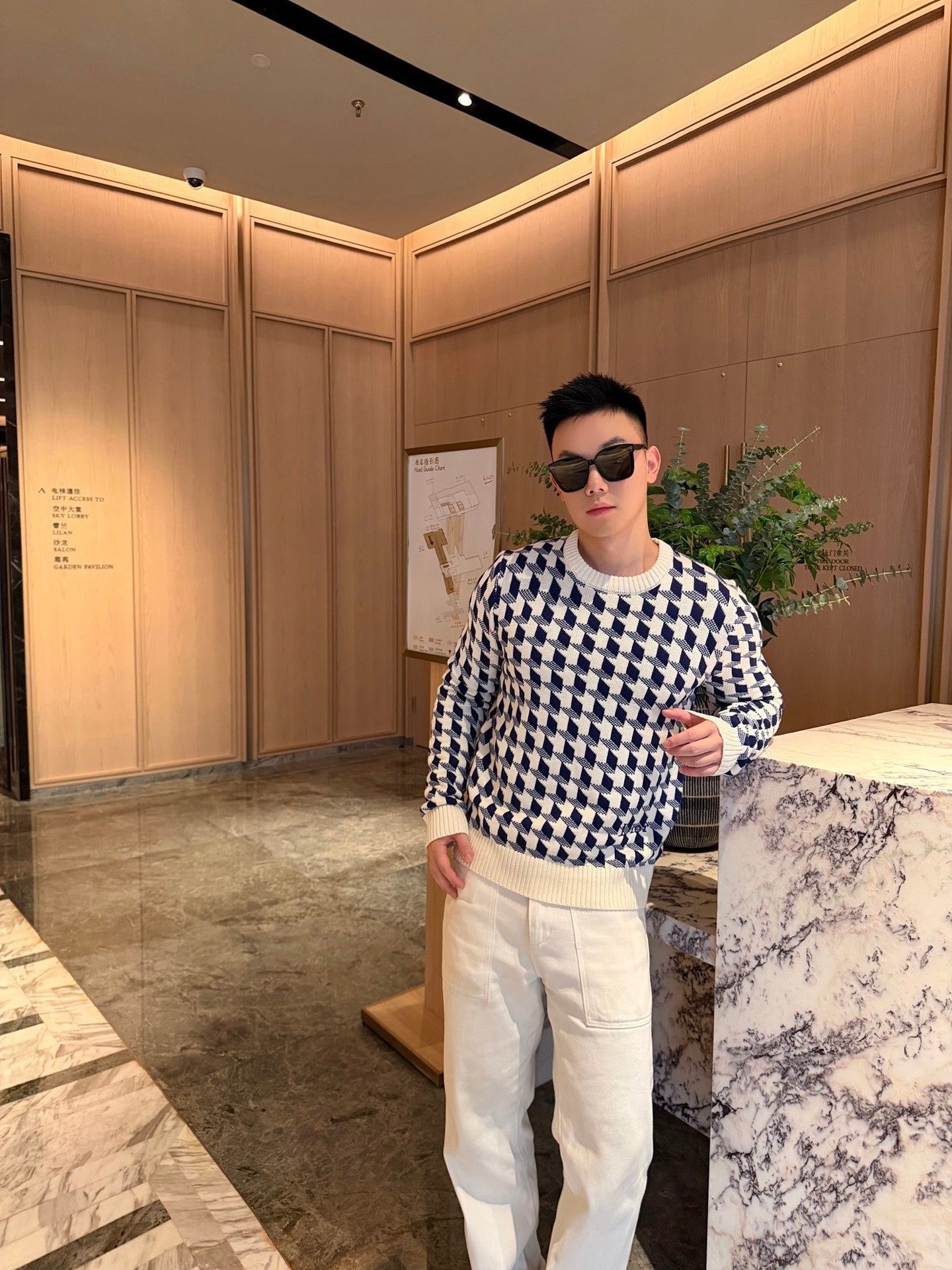 2026 New Style CD Embroidered Peacock Pattern Plaid Knitted Sweater (AA640-B40)
