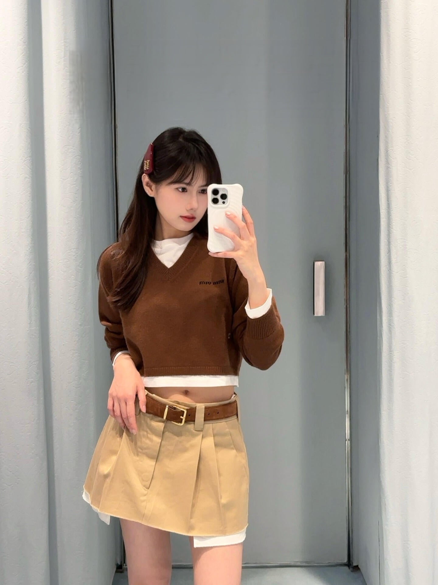 2026 Women's MM Logo Metallic Short Skirt (FF796)