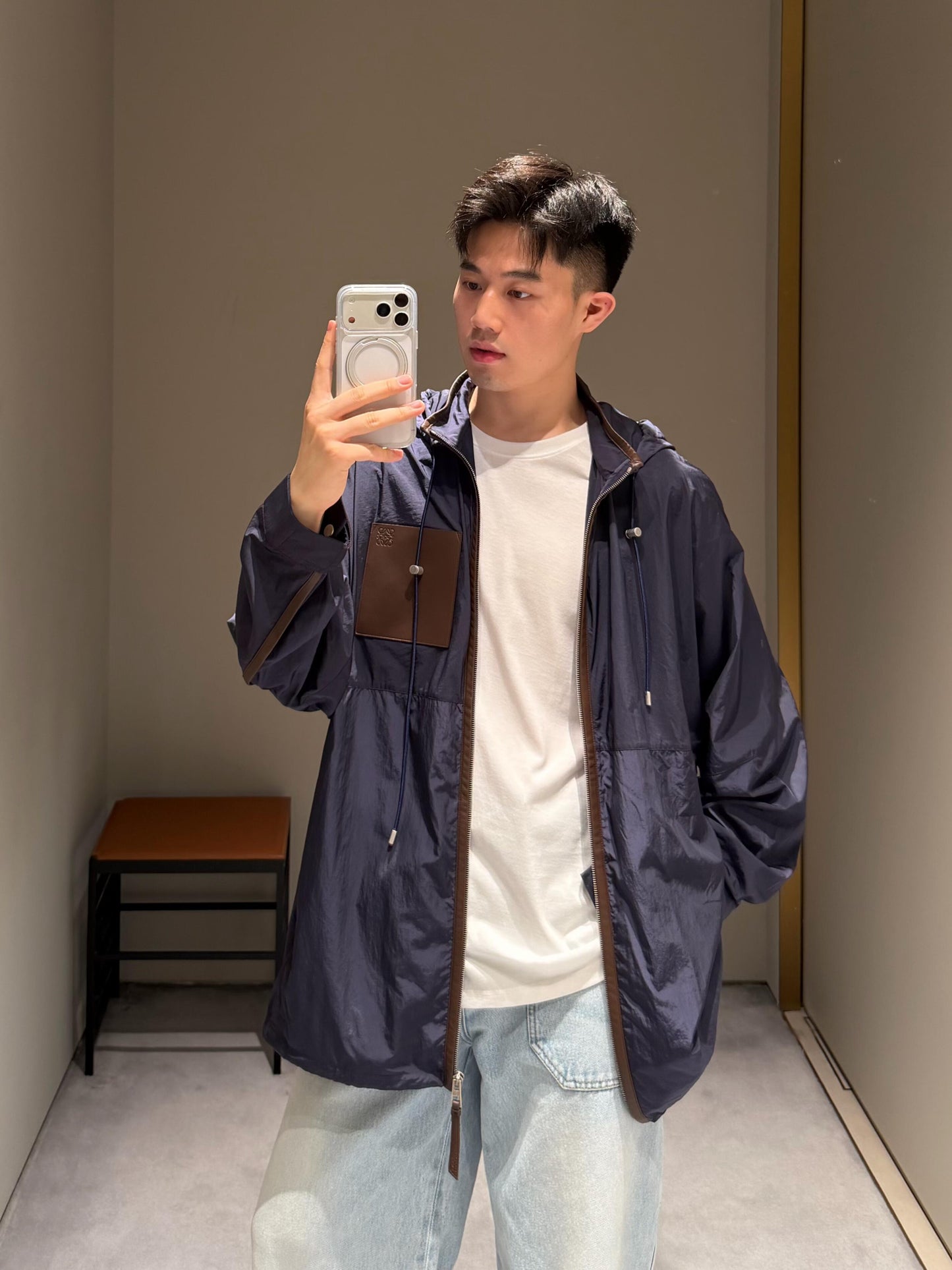 2026 New Style Way Leather Patched Hooded Coat (AA639-C25)