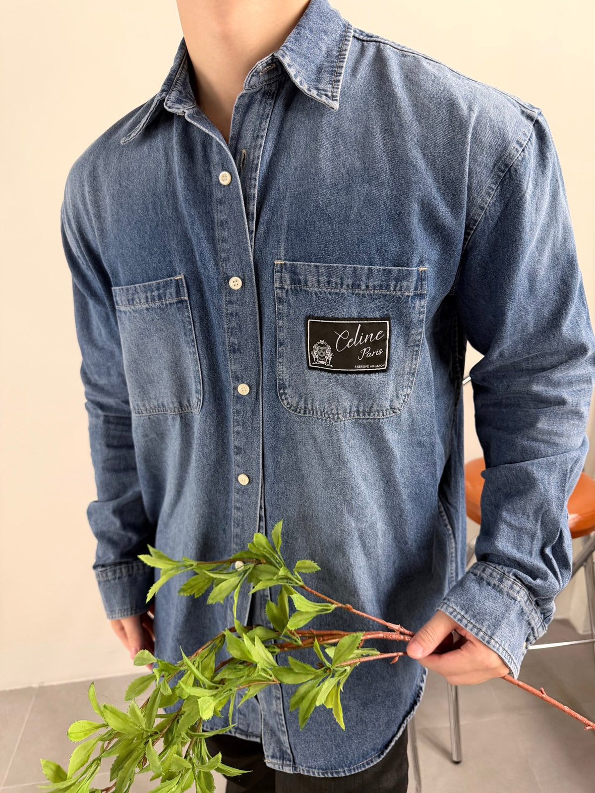 2026 new model Ce label-attached denim shirt (BB4019-B35)