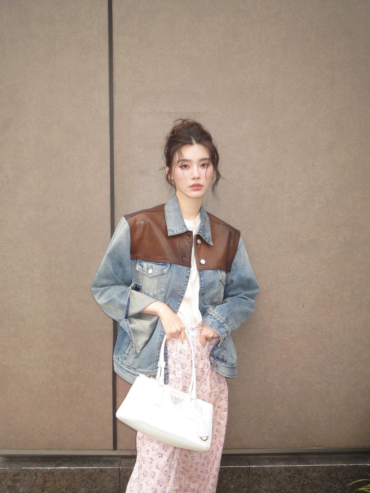 2026 New Model Triangle Brand Leather Denim Jacket (25278-C65)