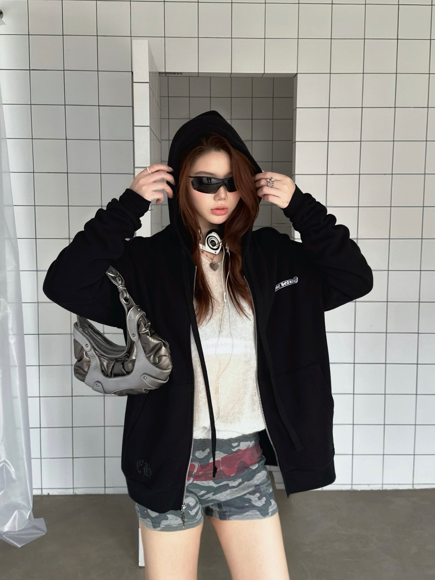 2026 Women's CH Letter Print Zip-Up Coat (DD187)