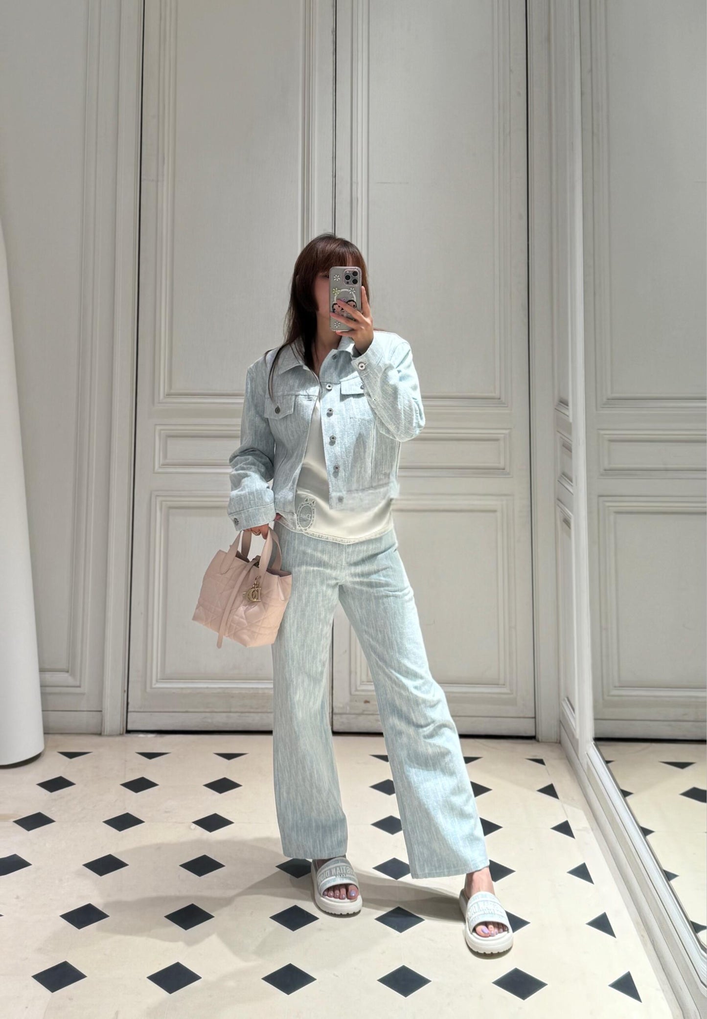 2026 Women's CD Full-Print Lettered Denim Pants (DD174)