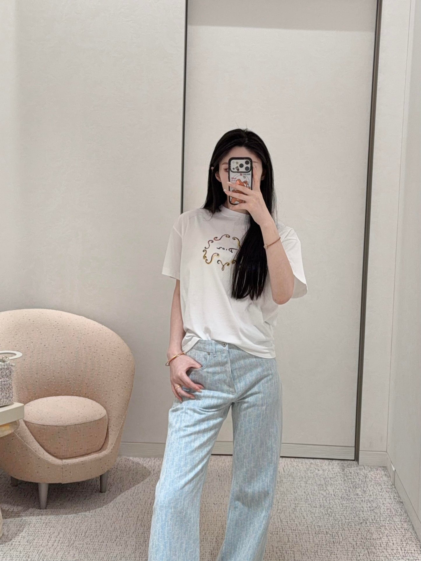 2026 Women's CD Full-Print Lettered Denim Pants (DD174)