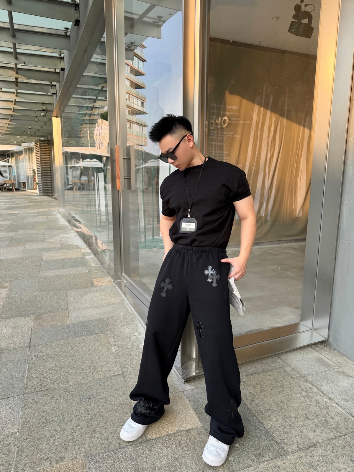 2026 New Model CH Cross Leather Patch Pants (CC7011-B90)