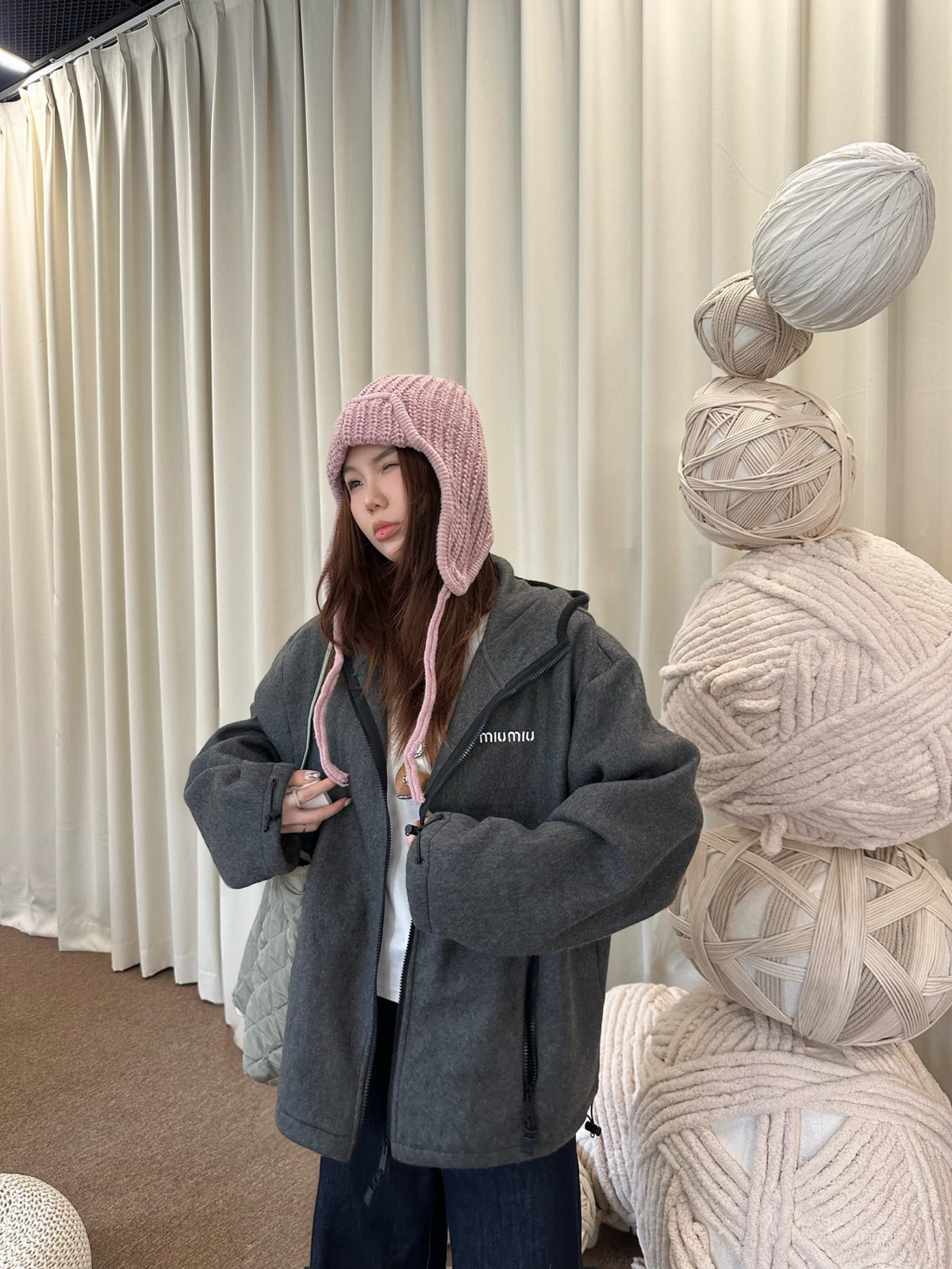 2026 Women's MM Embroidered Logo Hooded Coat (FF821)