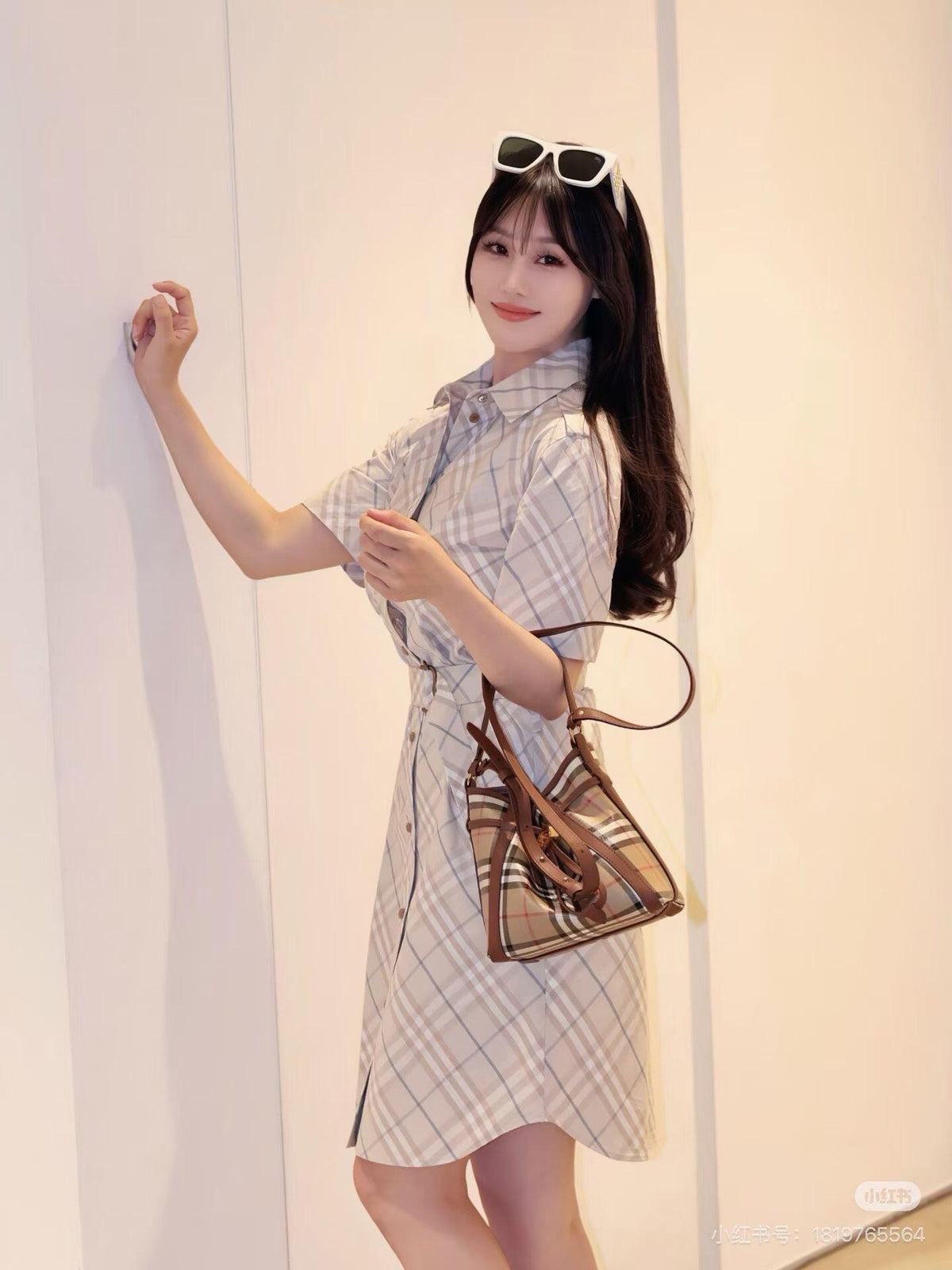 2026 Women's BBR Embroidered Checkered Shirt-style Dress (DD180)