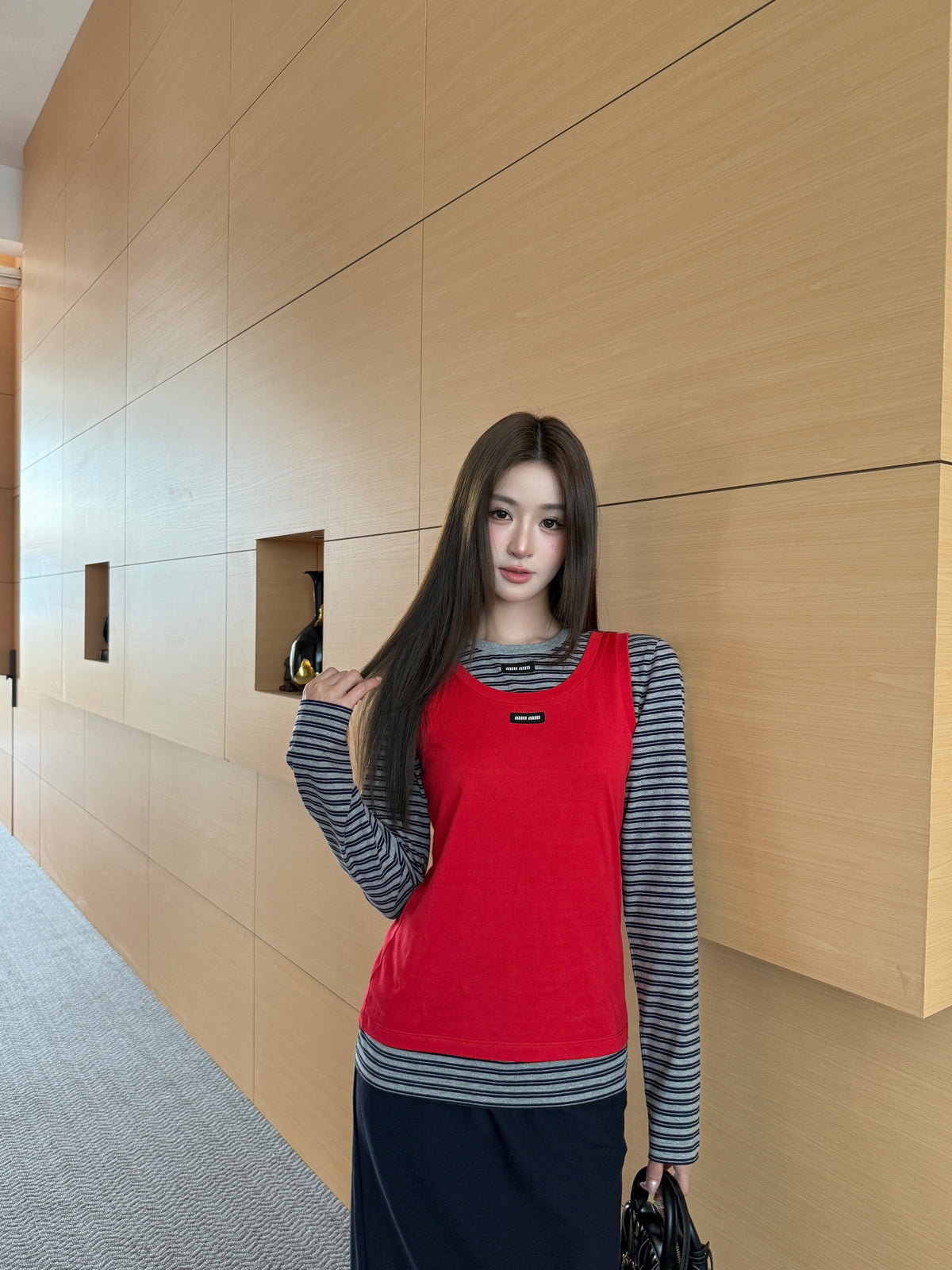 2026 Women's MM Logo Striped Long-Sleeved (FF844)